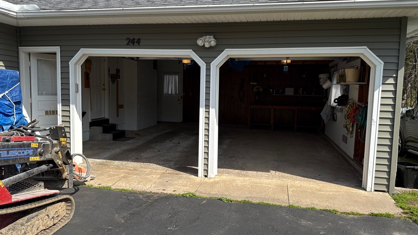 Concrete garage floor replacement with a broom finished apron by NG Masonry & Construction LLC