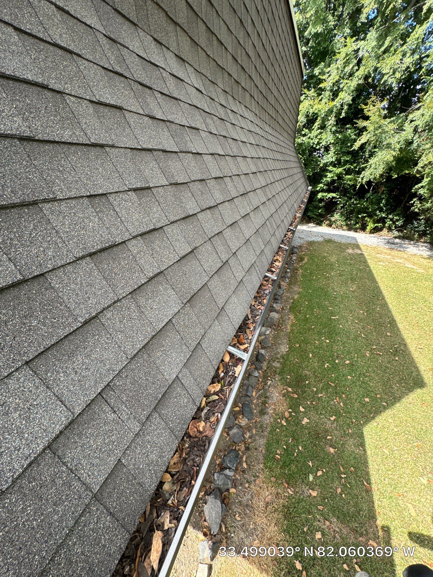 Commercial gutter cleaning Augusta before photo with filled gutters