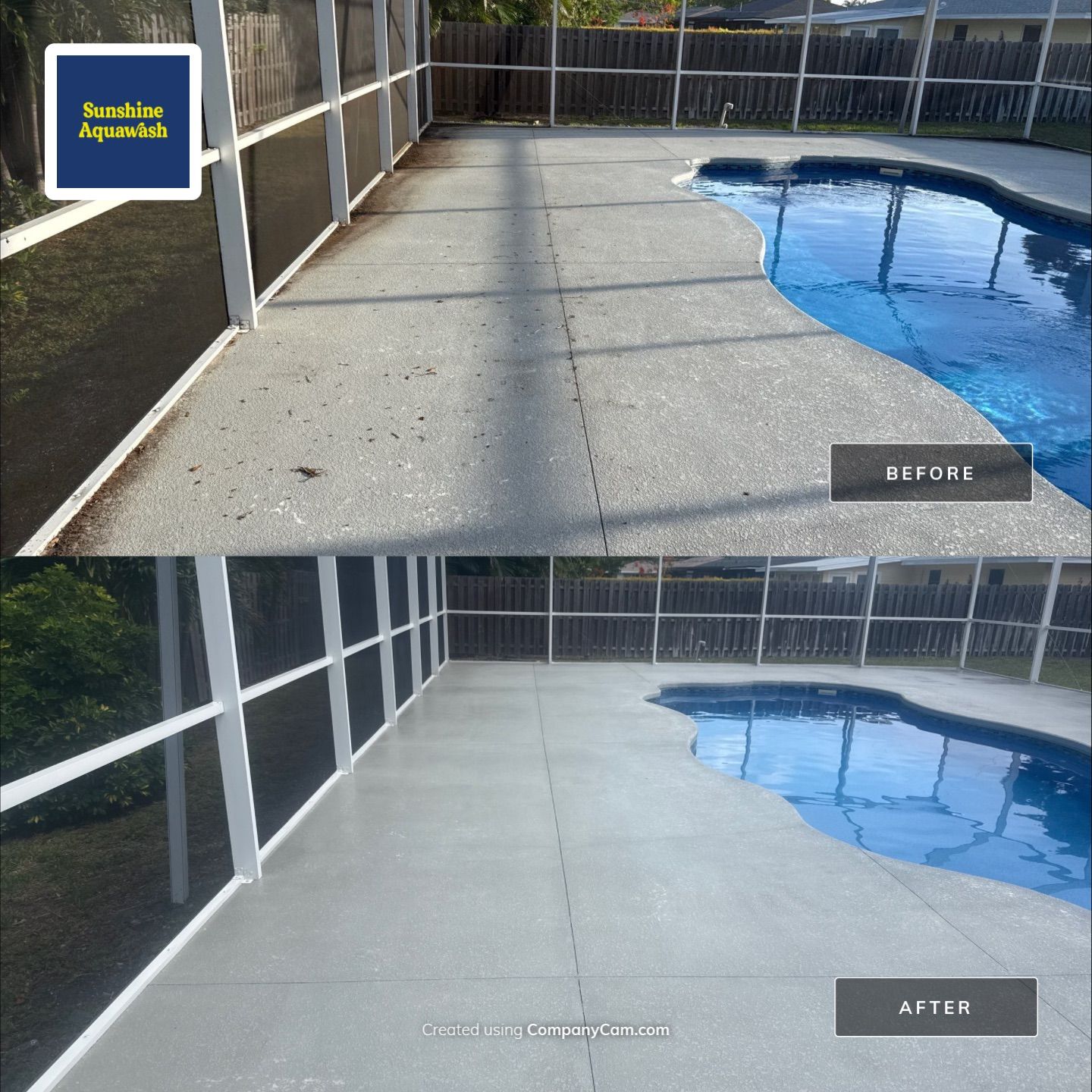 Painted Pool Deck & Pool Cage Cleaning in Allendale – Bradenton, FL by Sunshine AquaWash