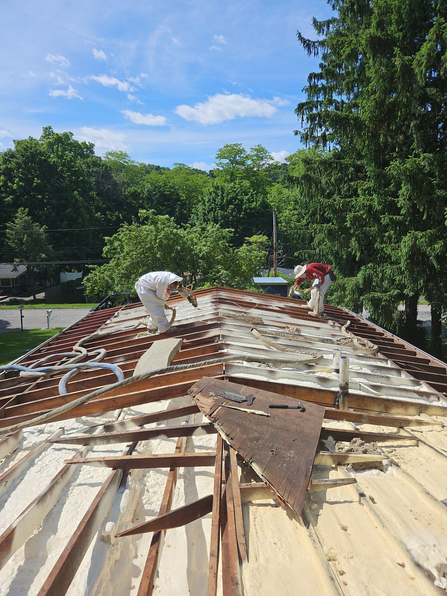Exterior Installation using Closed Cell Spray Foam by NYS Foam & Energy