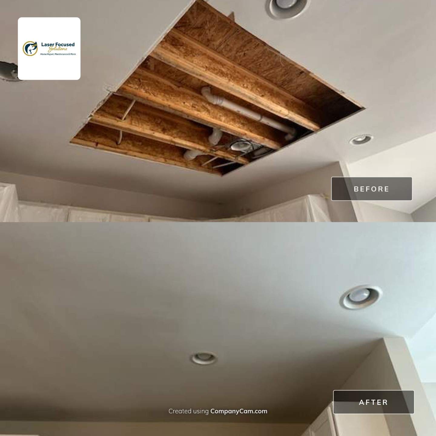 Kitchen Ceiling Repair & Recessed Lighting Installation – Townsend, DE by Laser Focused Solutions LLC
