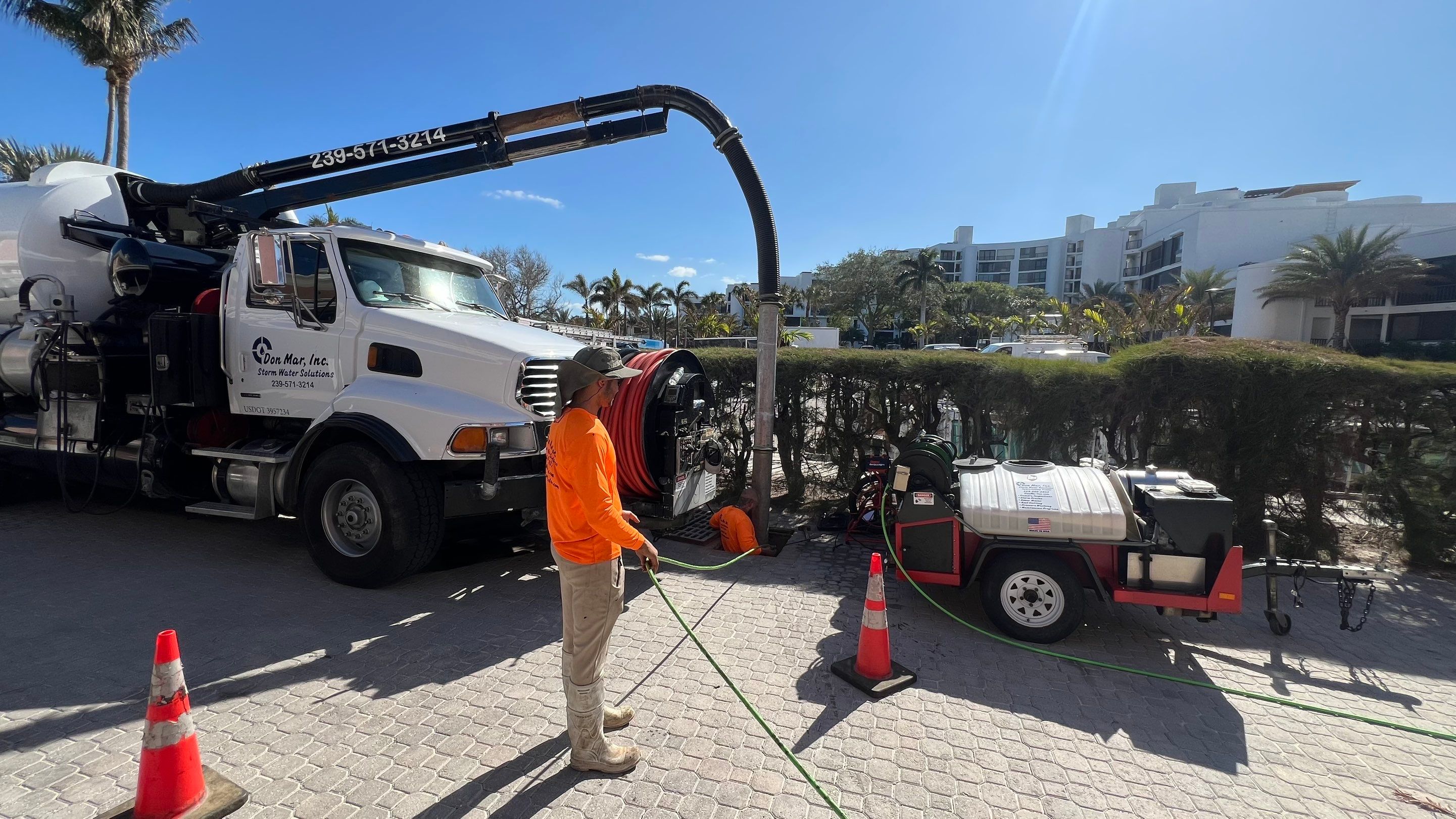 Catch Basin Cleaning After Hurricane Milton Naples Condo by APS Power & Water