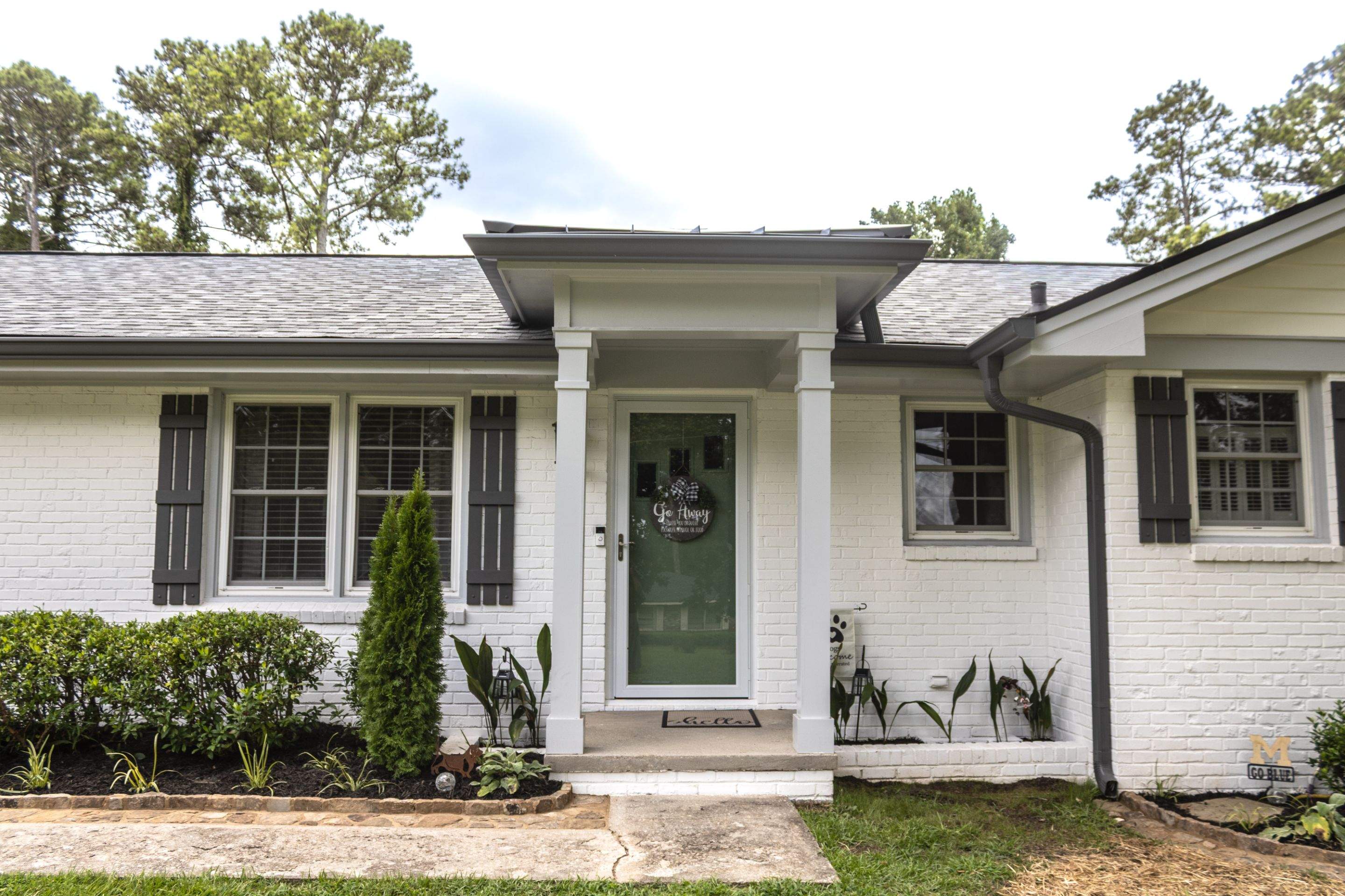 Portico Build with PVC Square Column Crafters Columns, Rotten Wood Replacement, and Exterior Painting by Nelson Exteriors