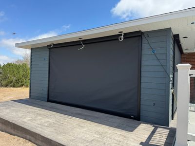 Exterior All-Weather MagnaTrack Screens Installation using Progressive MagnaTrack Screens