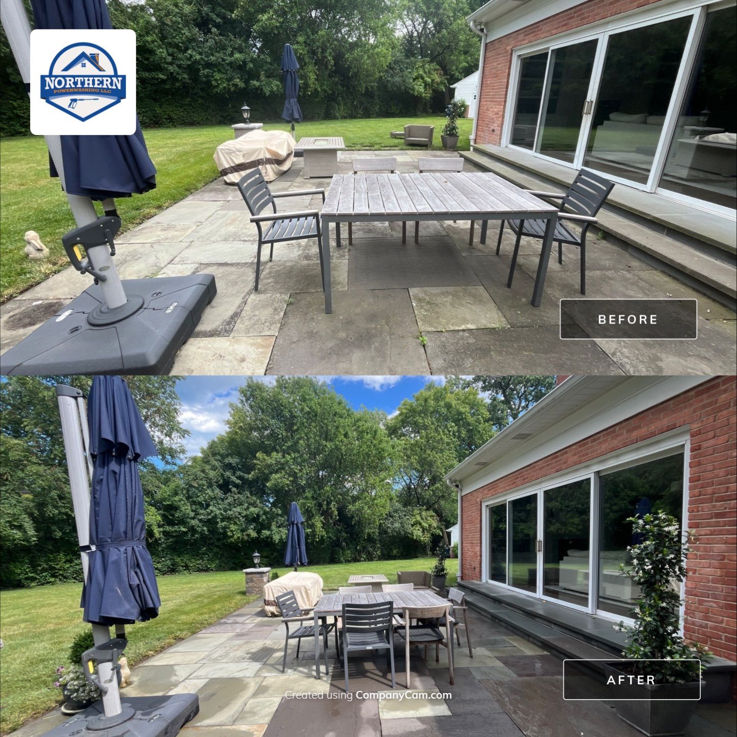 bluestone cleaning using Algaecide, soft wash soap by Northern Power Washing LLC.