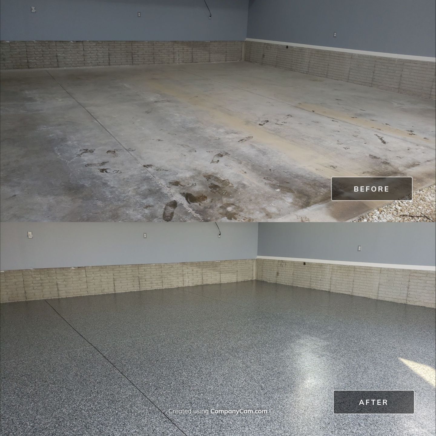 Garage Floor Coating using Smoke Flakes by Revival Concrete Coatings, LLC