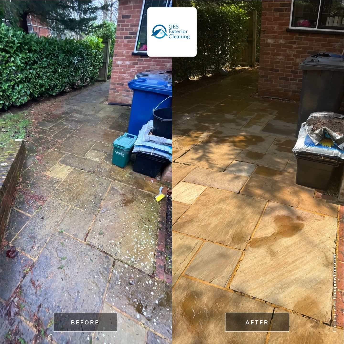 Patio Area Spring Clean using 18inch Whirlaway FSC by Ges Exterior Cleaning ltd