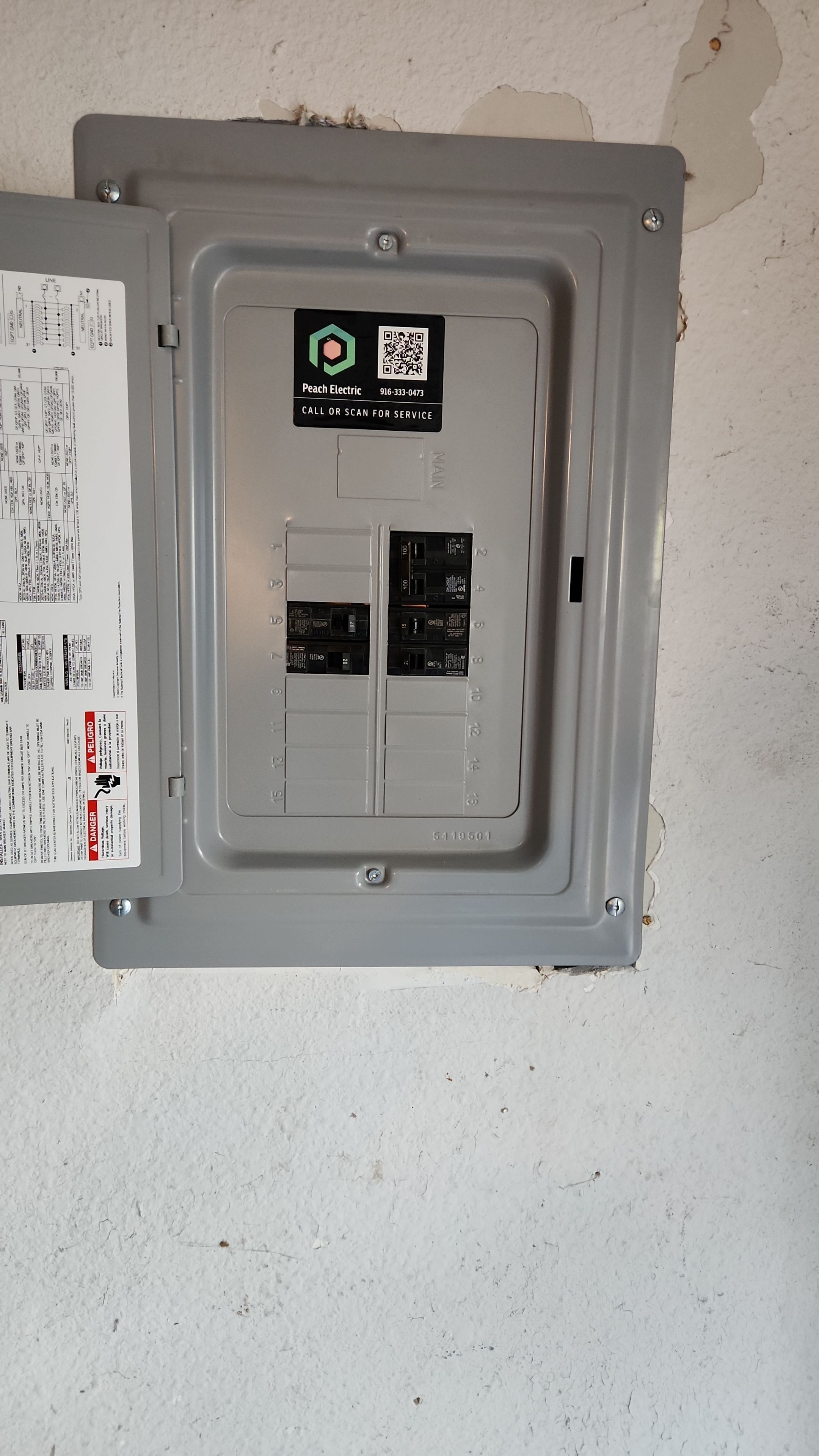 100a sub panel replacement by Peach Electric Inc