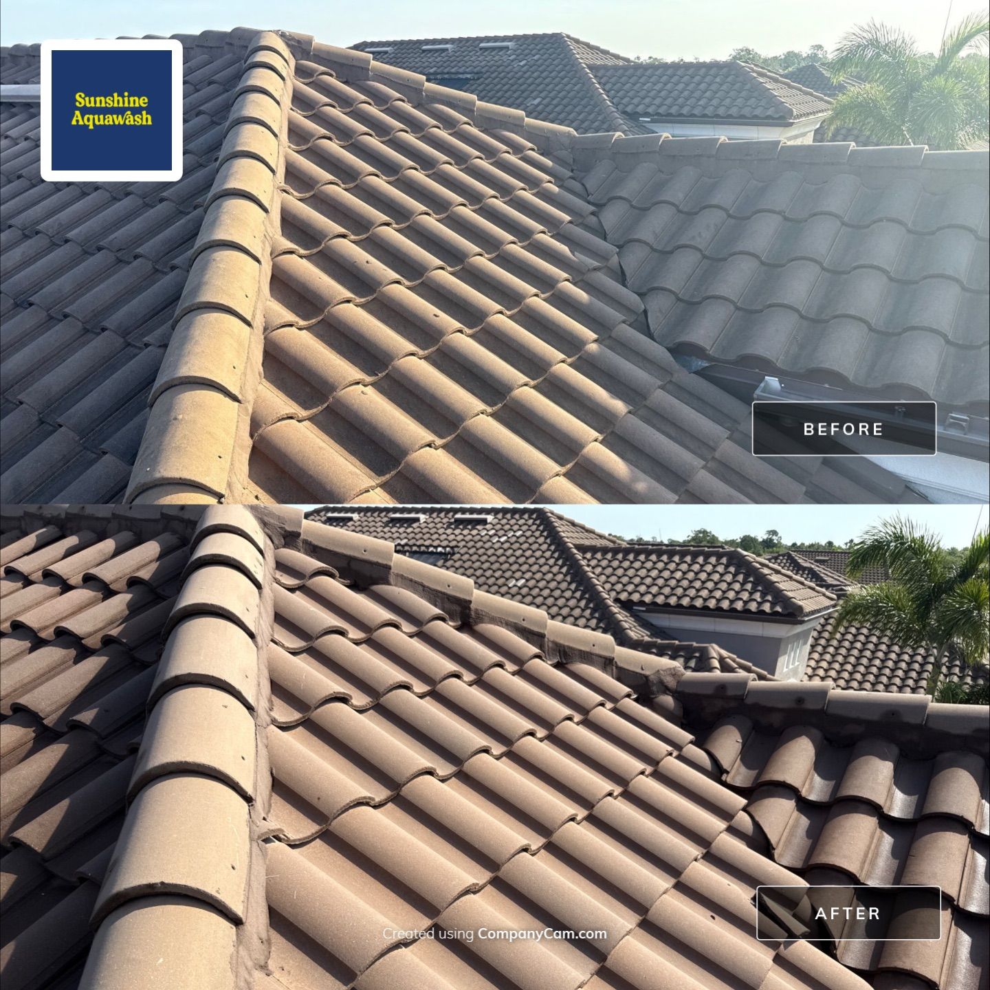 Soft Wash Roof Cleaning – Concrete Tile Roof | Artisan Lakes Esplanade, Palmetto, FL by Sunshine AquaWash