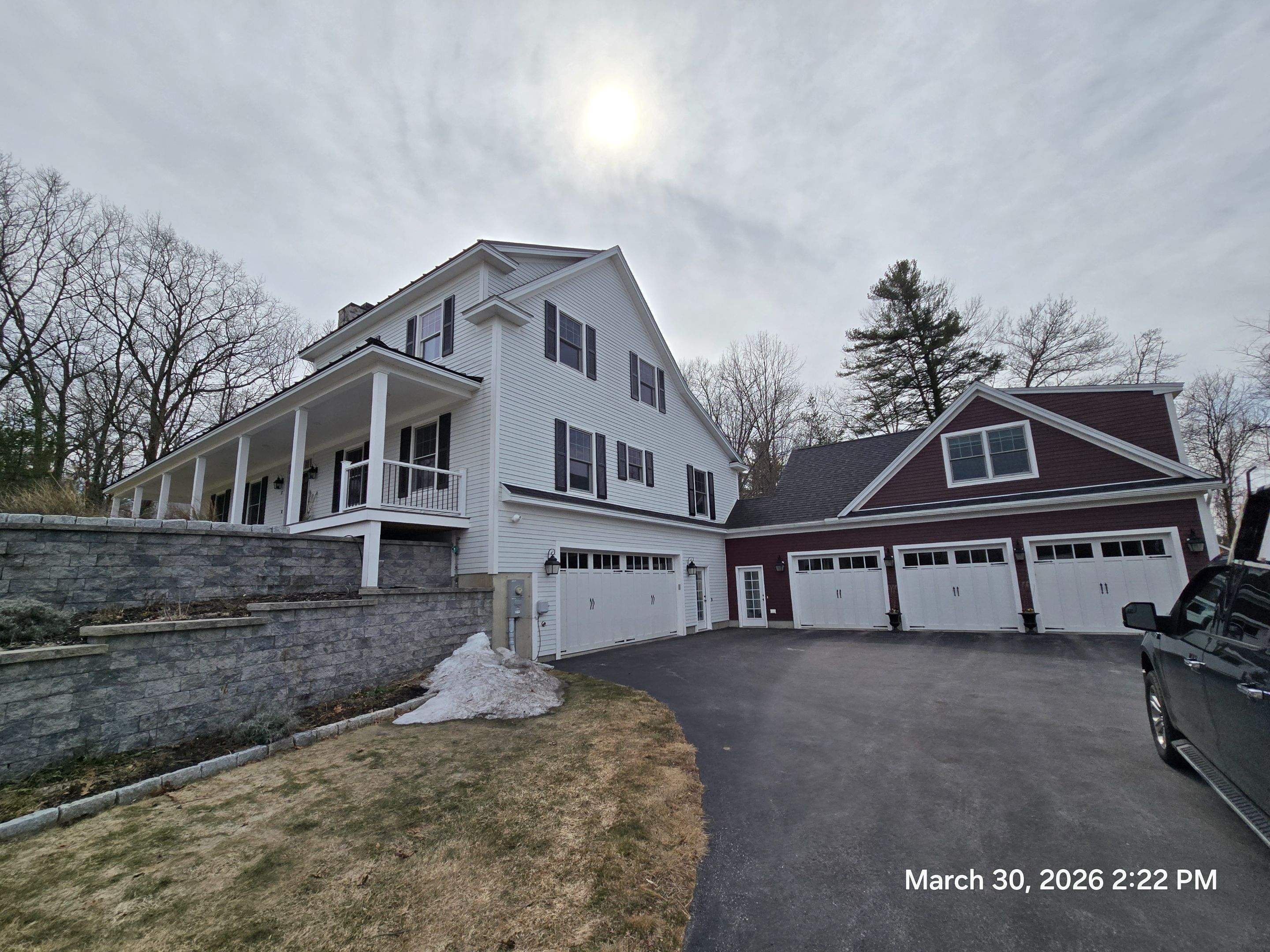 Full Exterior Painting for Bedford Farmhouse and Carriage House Garage by The Persnickety Painters