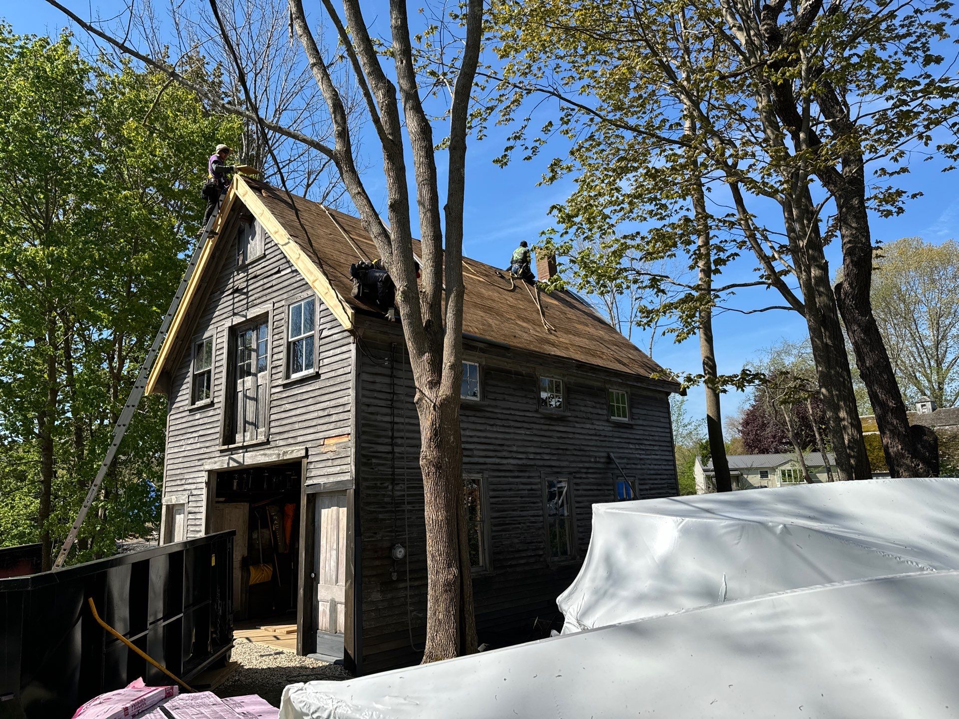 Just the beginning of a barn restoration in New Castle by Tall pine roofing