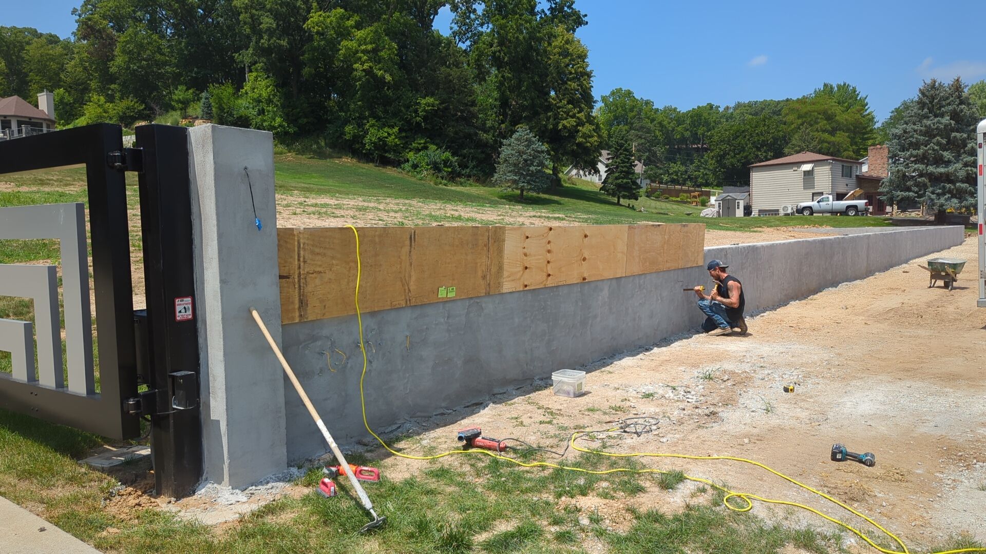 Fence / Retaining Wall using Block then parge by ACE Waterproofing & Basement Solutions