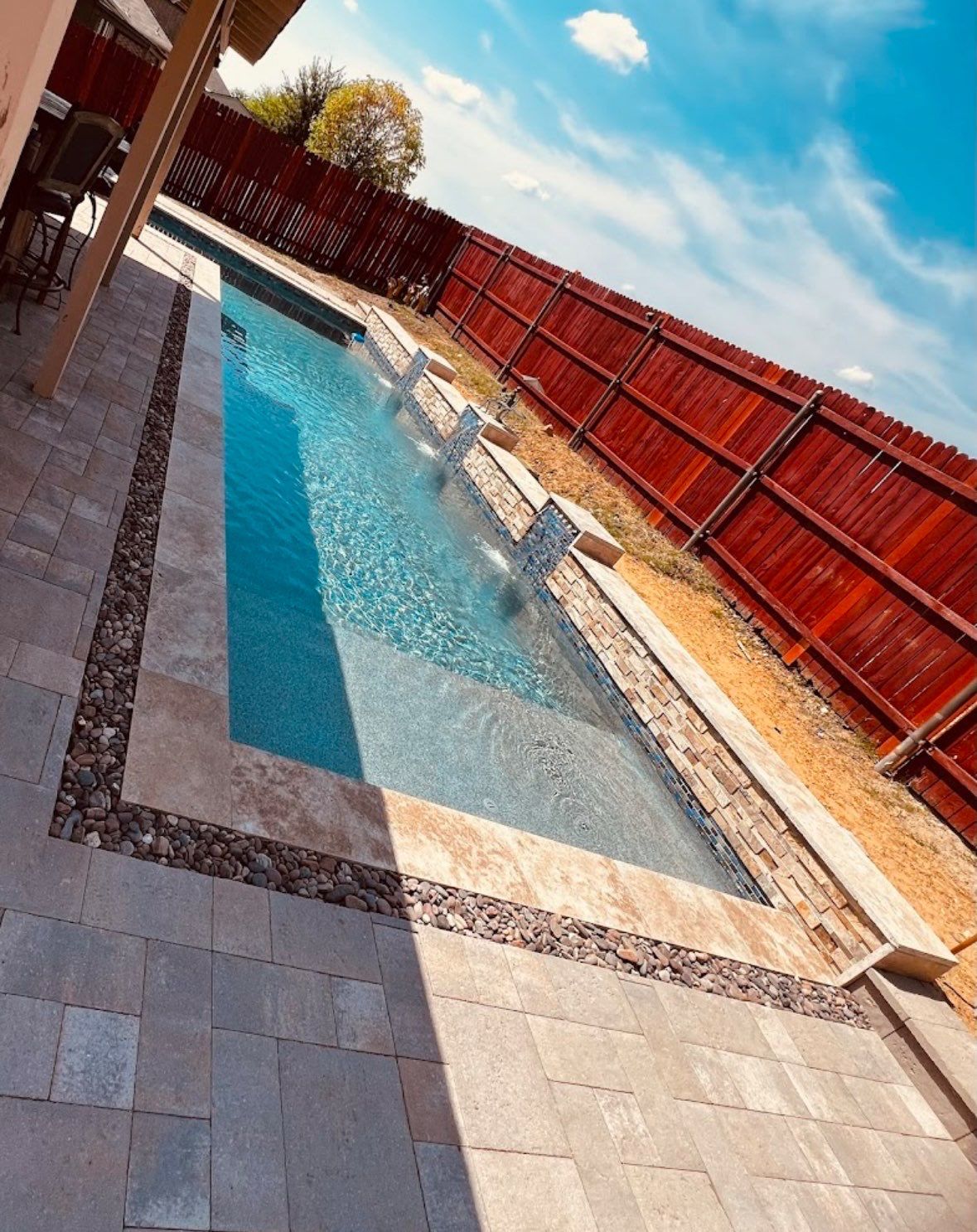 Geometric Pool with Paver Decking by Pinnacle Pools and Spas - DFW