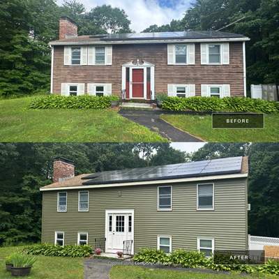 Full Siding Replacement in Newmarket, NH with CertainTeed Vinyl Siding and New Front Door Installation