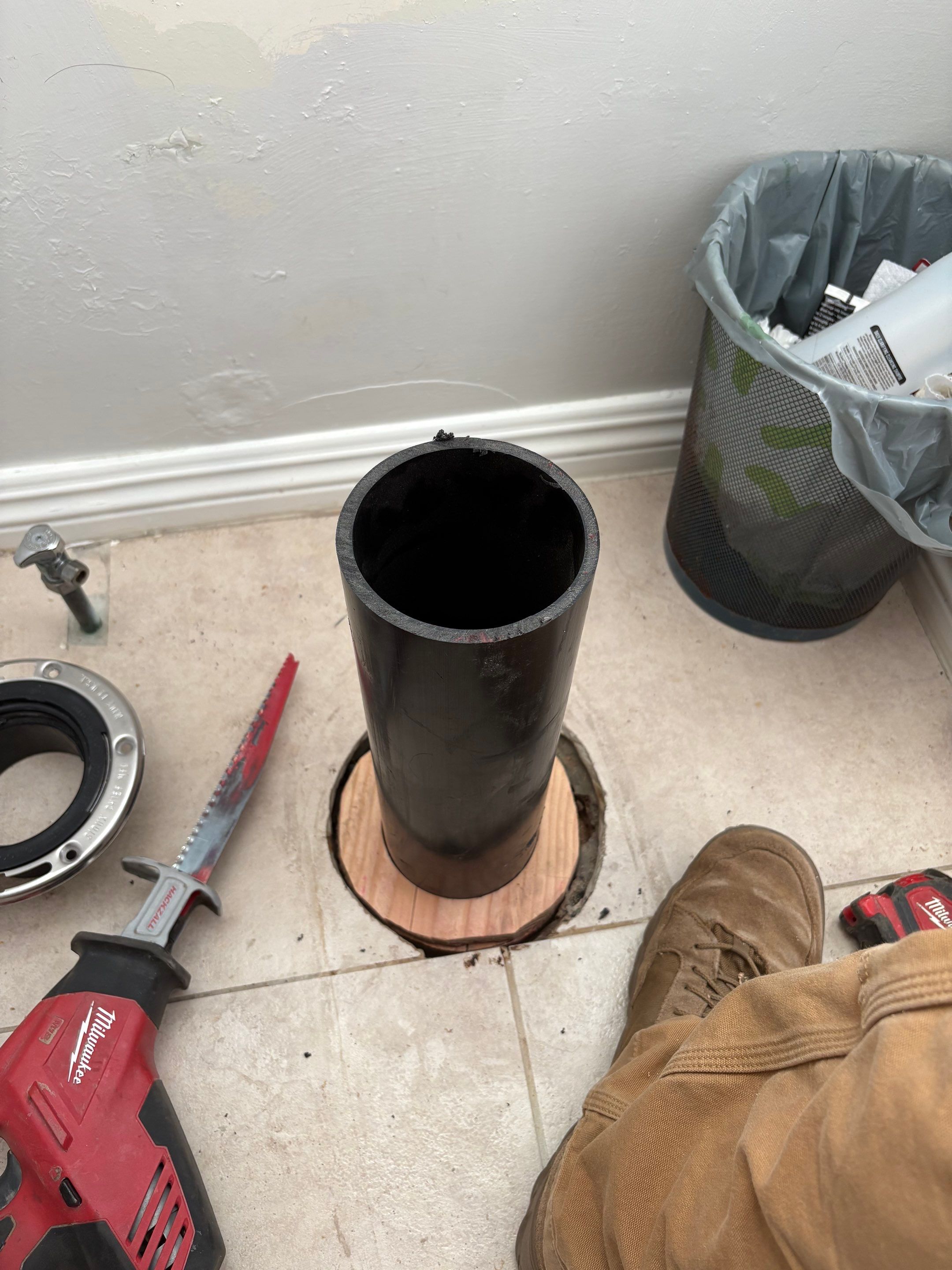 New Toilet Drain and Subfloor Repair by Professional Plumbing Inc
