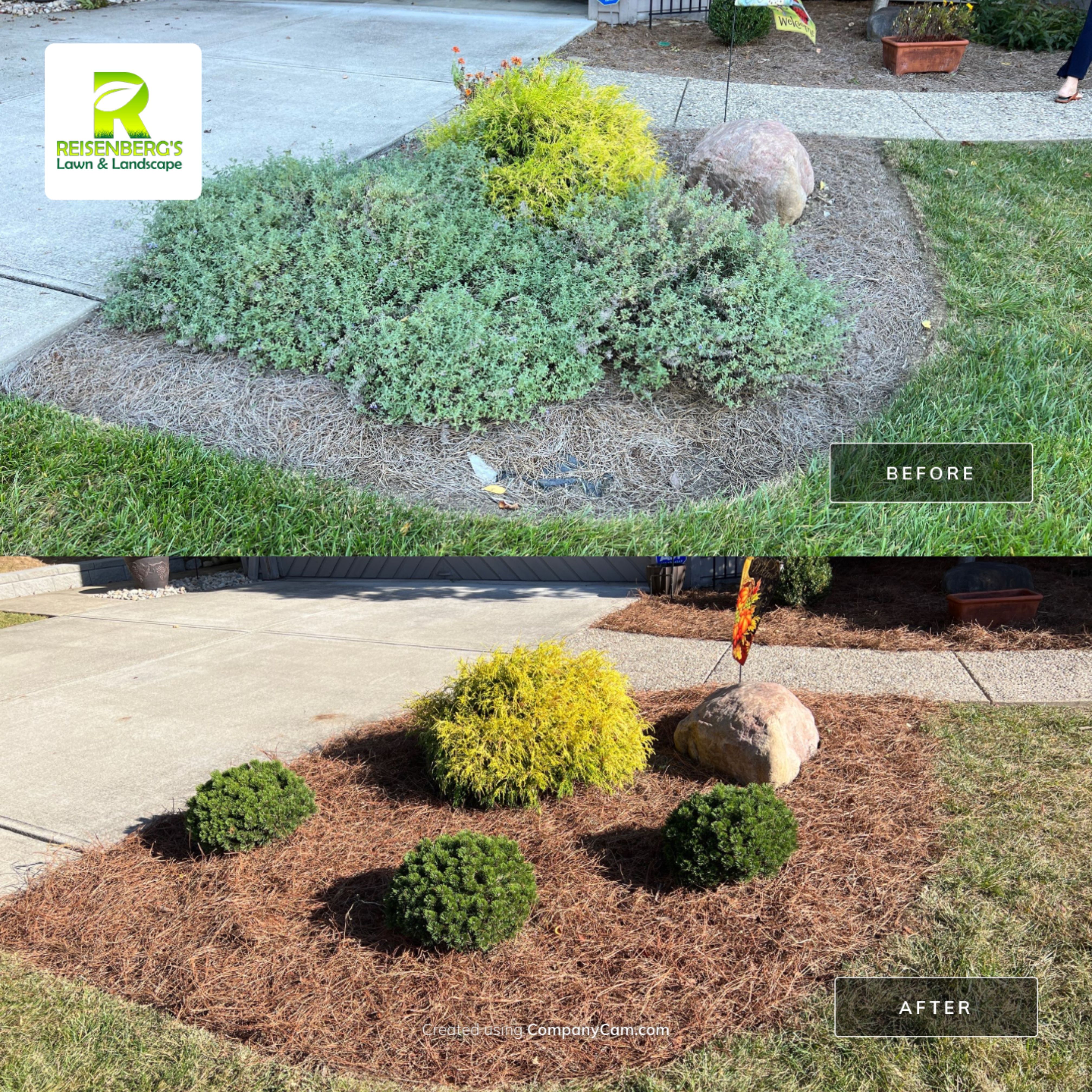 Spring Clean Up using Pine Straw by Reisenberg’s Lawn & Landscape, LLC