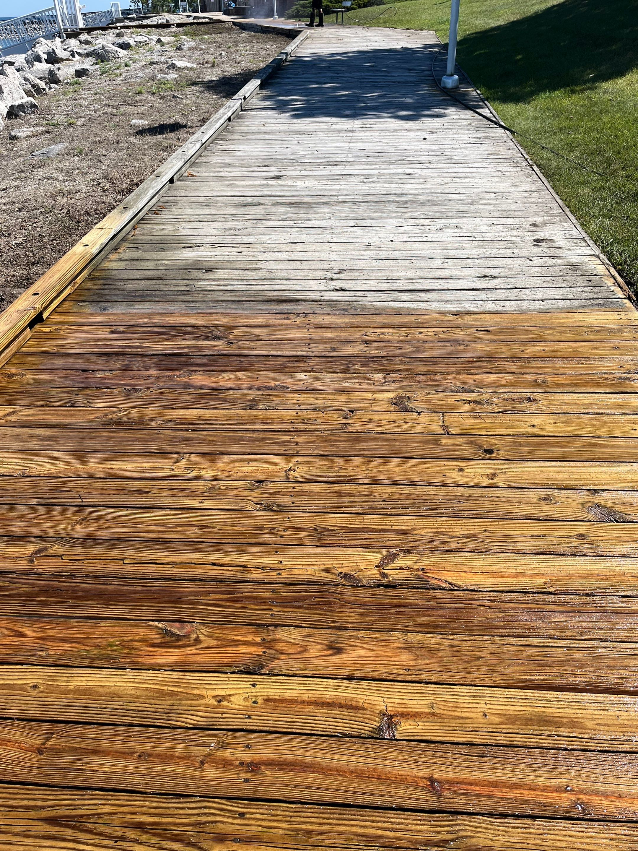 wood promenade cleaning by Northern Power Washing LLC.