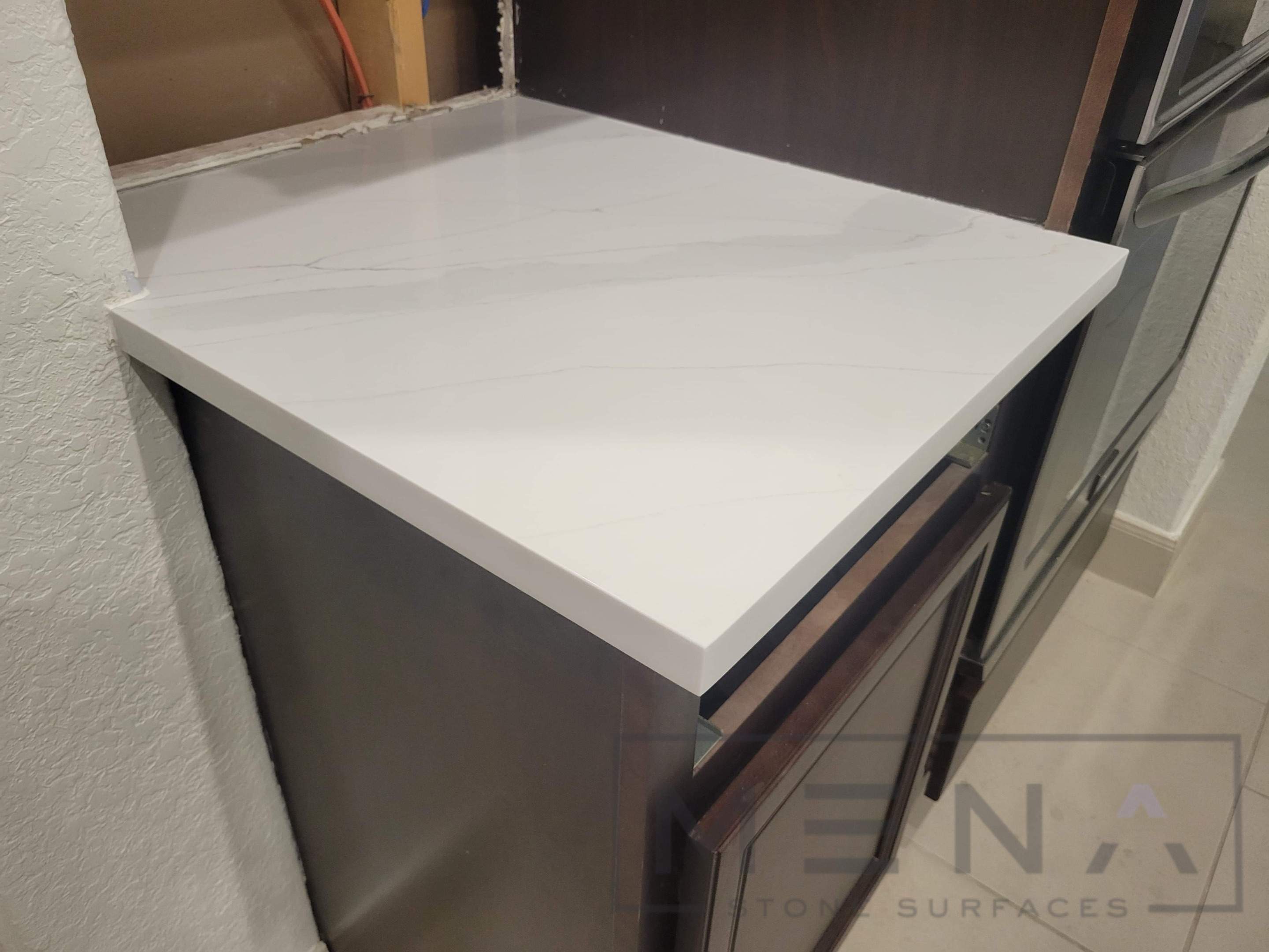 Quartz Countertop and Matching Backsplash Installation in San Antonio by Mena stone surfaces