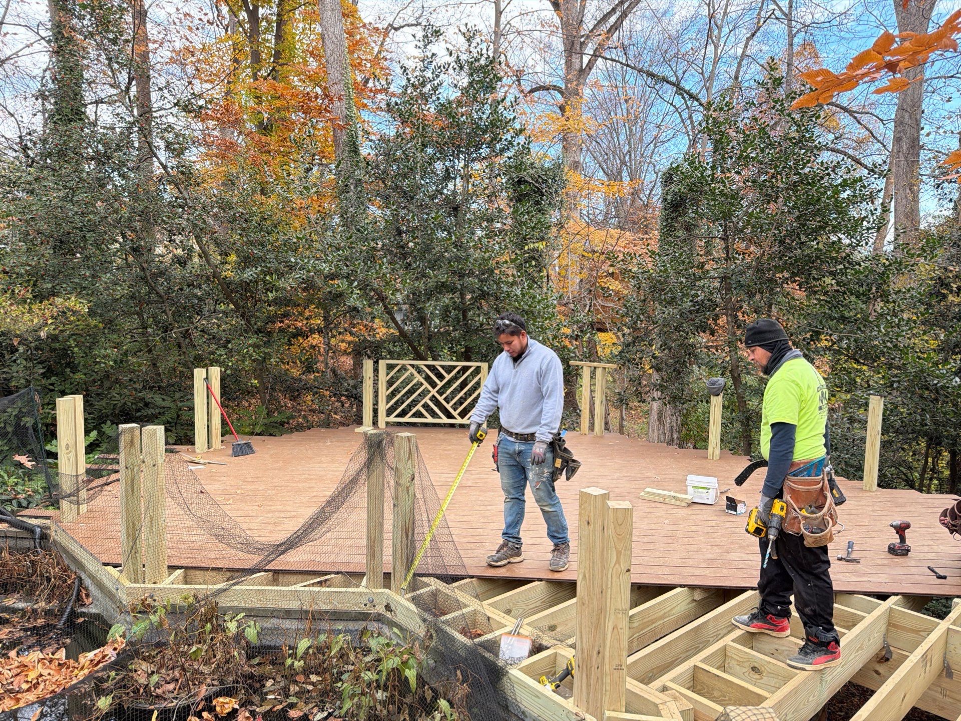 Custom Composite Deck Replacement with Geometric Railing in Bethesda, MD by Jakari Restoration & Construction LLC