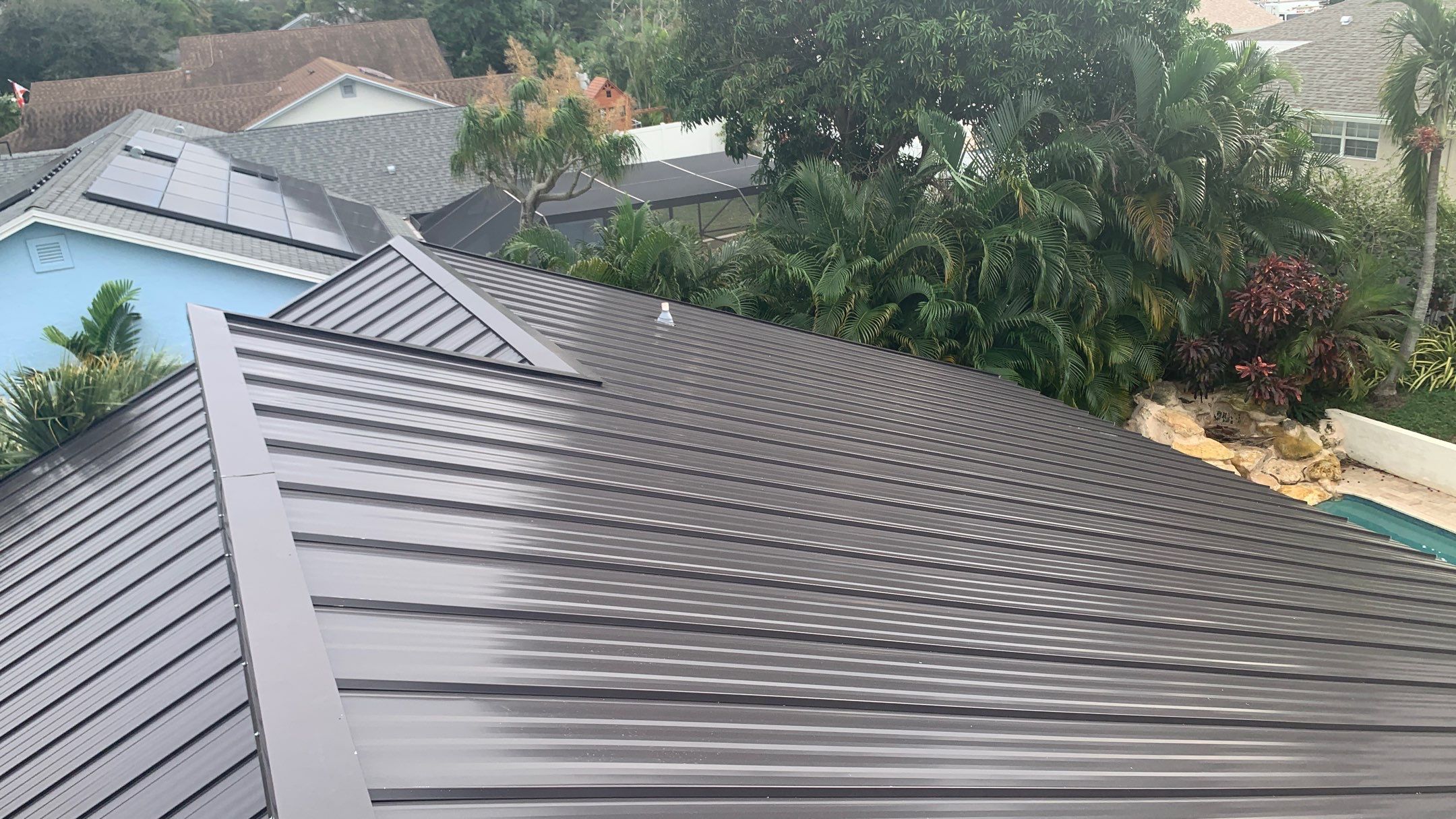 Residential Roofing Installation using 1" Nail strip metal roof by BLUES BROTHERS ROOFING