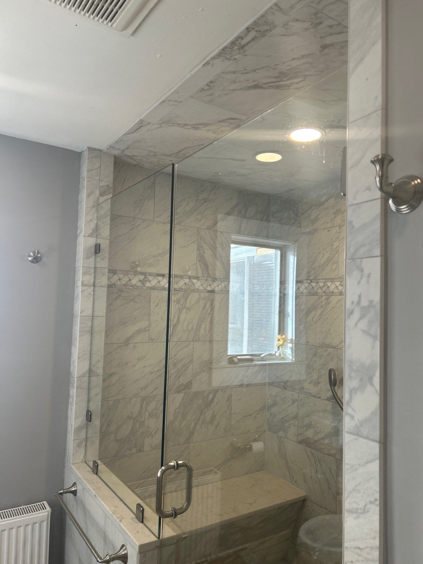 Transom Panel Addition to Existing Shower Enclosure   by Cheshire Glass Company
