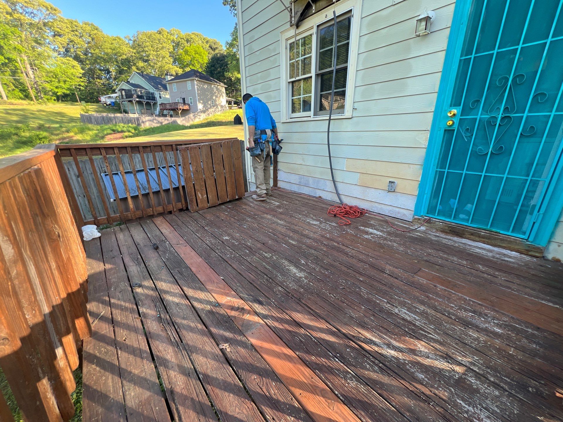 Pressure-Treated Wood Deck and Staircase Replacement in Atlanta by Swift Home Renovations