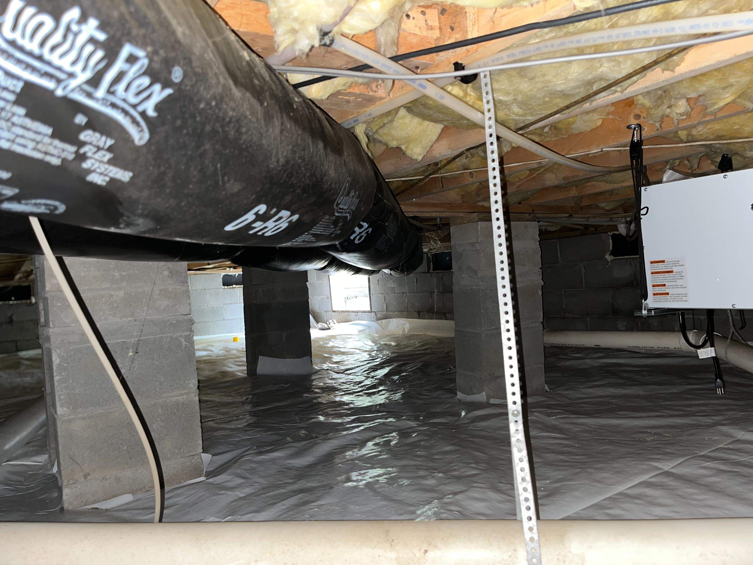Dehumidifier and Moisture Barrier Install using 14Mil Moisture Barrier by Impact Crawlspace