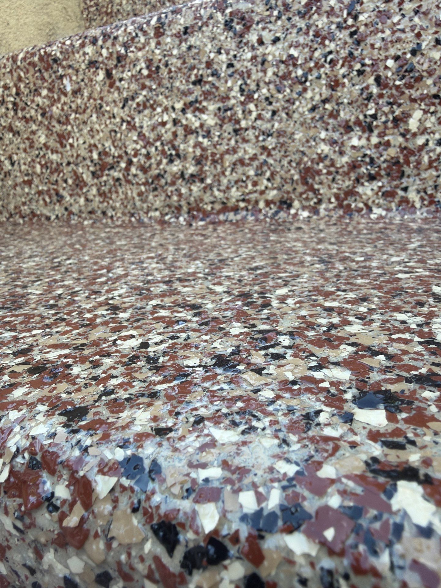 Concrete Stair Repair and Coating in Spokane Featuring Chestnut Flake by Croc Coatings, LLC