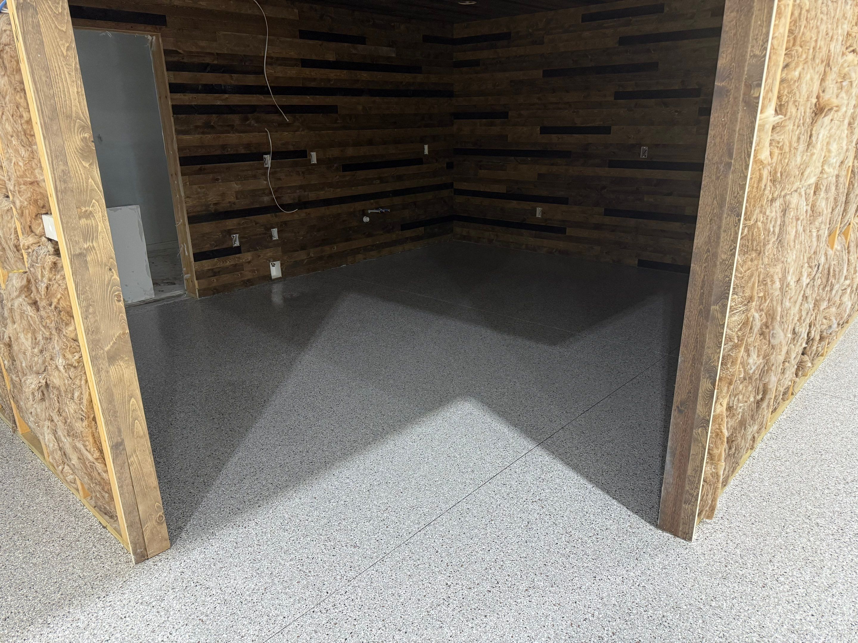 Custom Speckled Floor Coating for Large Montrose Shop by Select Painting, Coatings & Garage Cabinets