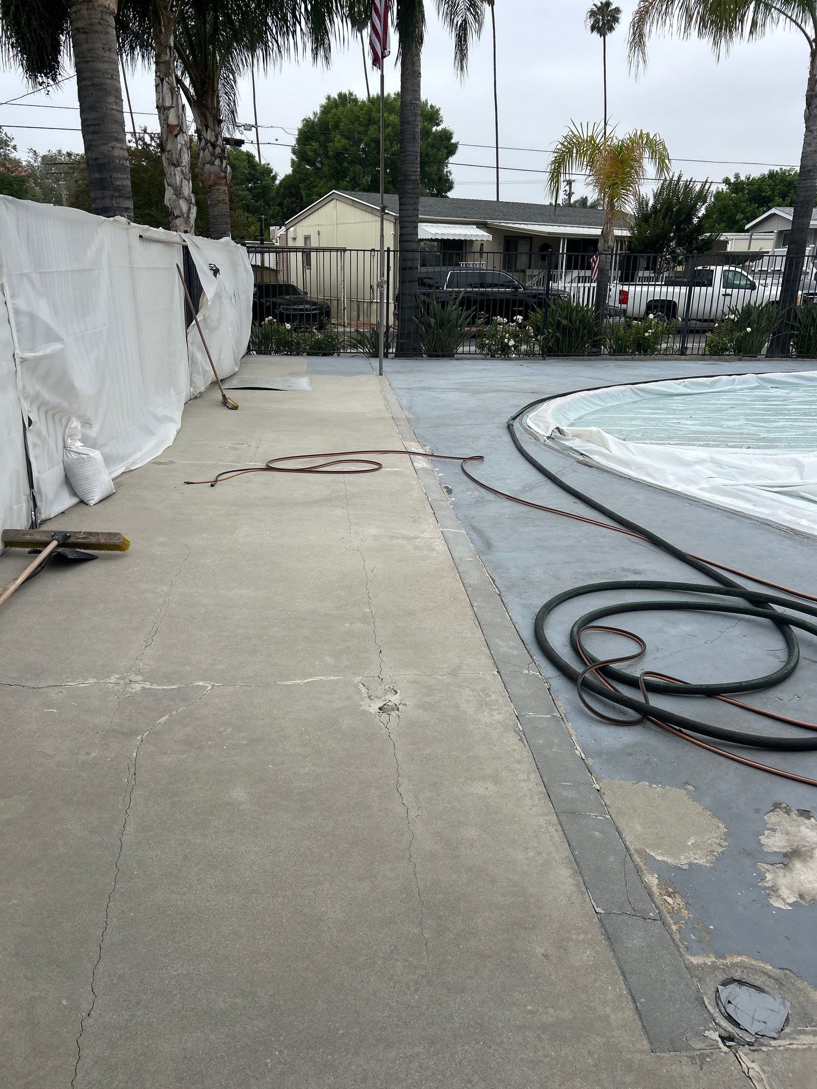 Sandblasting Paint Off Concrete Pool Deck In Rancho Cucamonga, CA by La Power Washing Inc