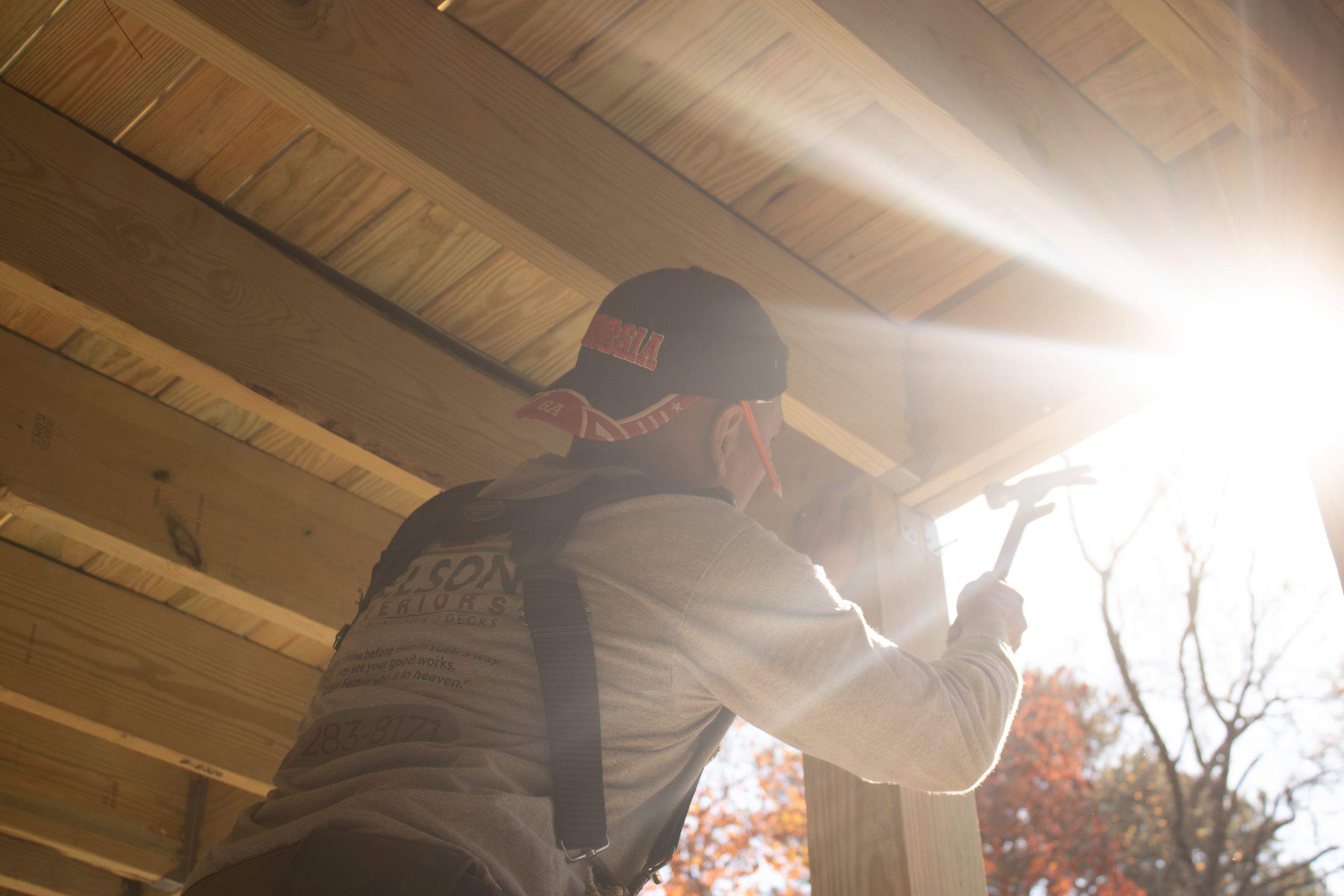 Timbertech LED Light Installation on Wood Deck Build in Marietta, GA by Nelson Exteriors 
