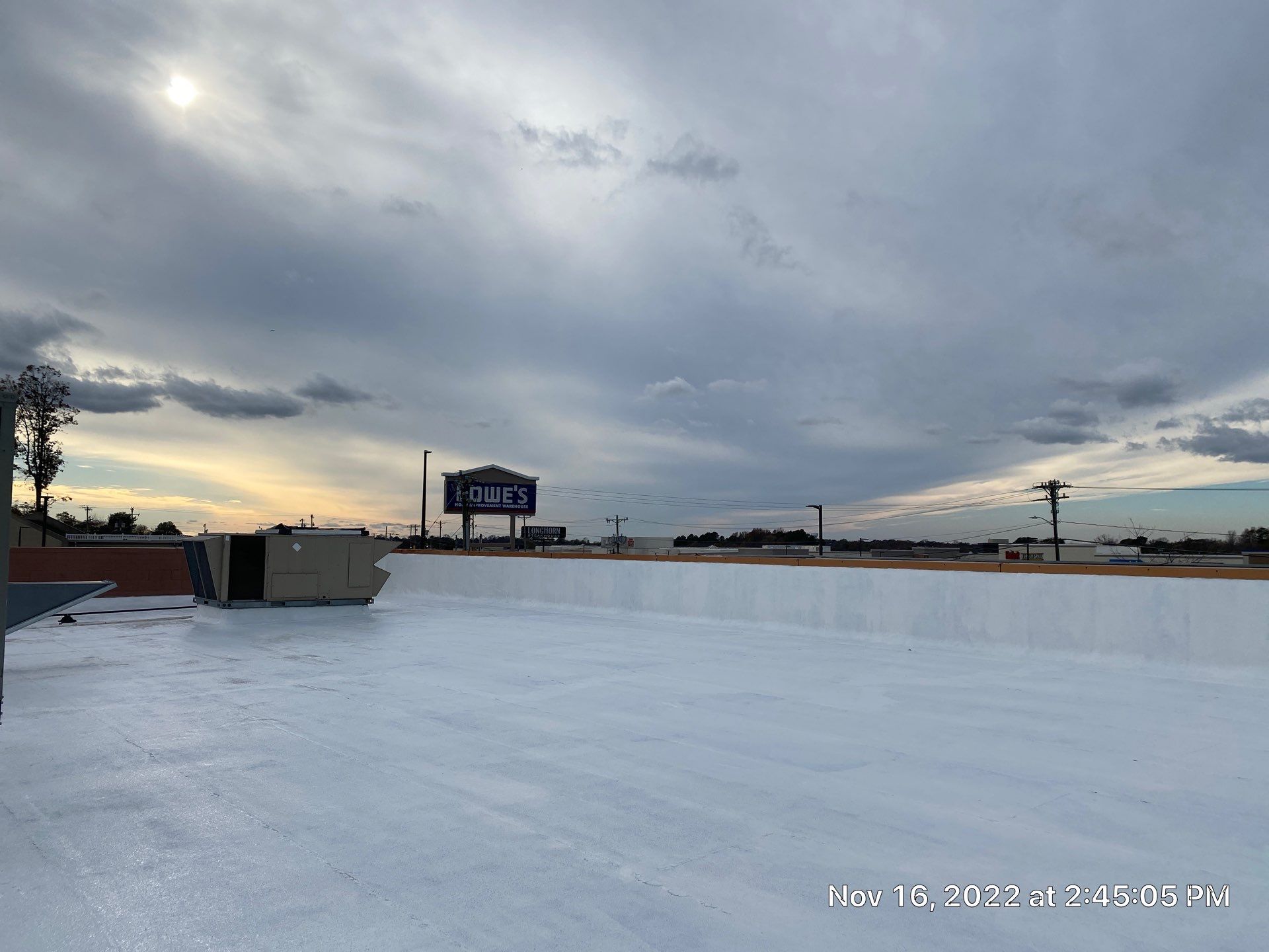 Commercial Coating using Poly Urerthane and Silicone Coating by Just In Time Roofing and Restoration
