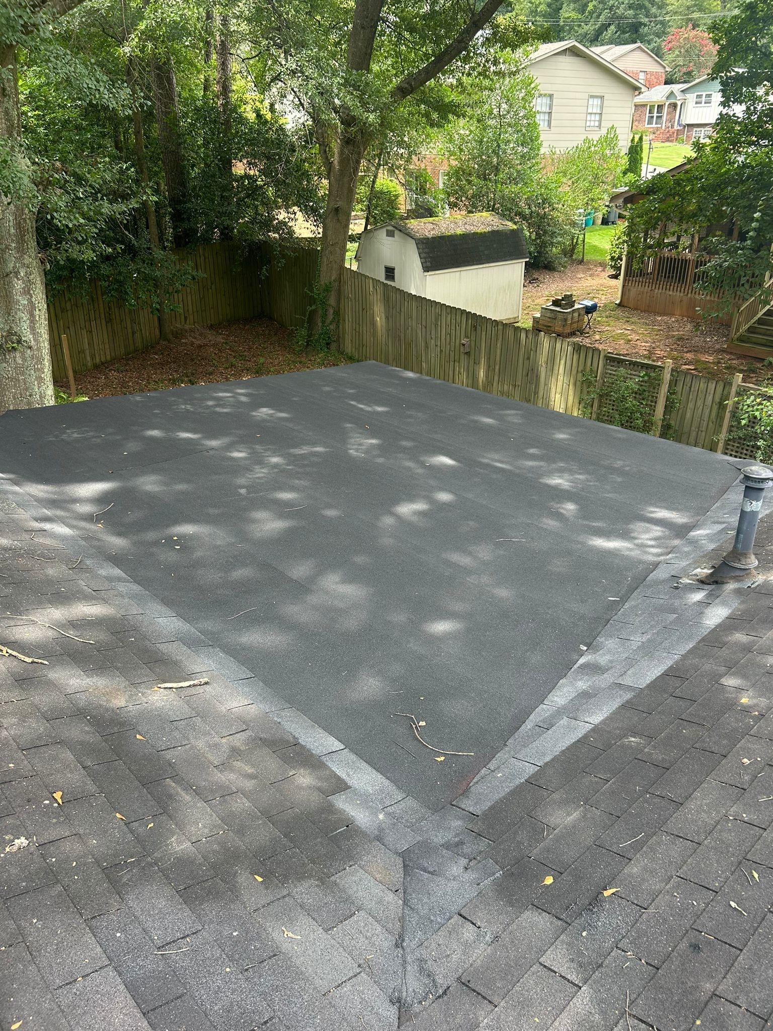 Back Porch Roof Replacement in Crestline (Charcoal) by The Roofing Dudes