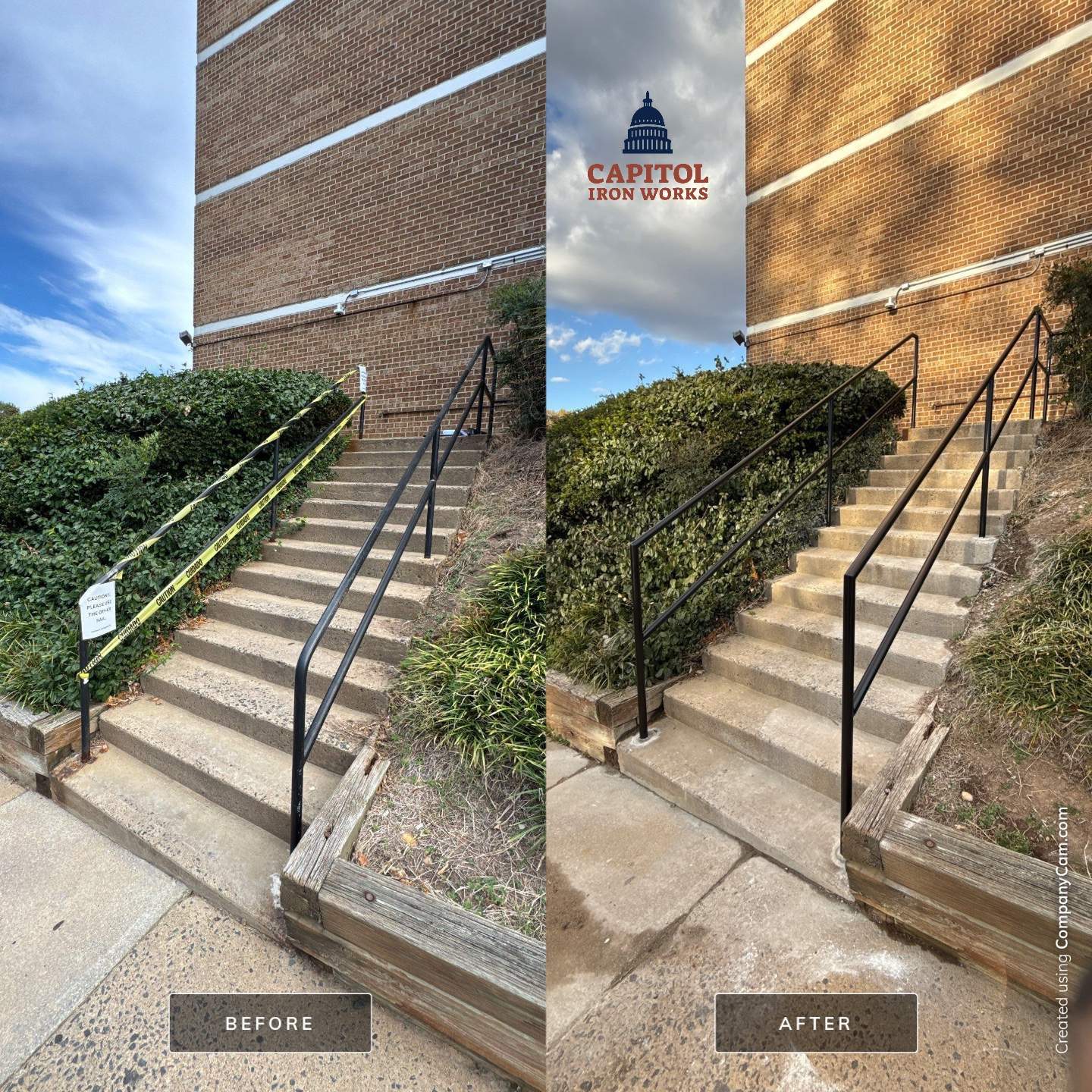 Commercial Entrance Pipe Railing Replacement – Falls Church, VA by Capitol Iron Works