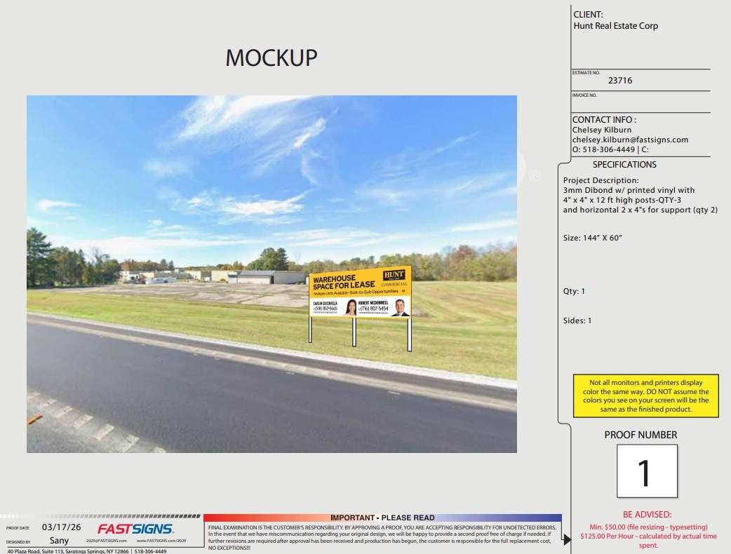 Commercial Warehouse Lease Sign Broadalbin NY by FASTSIGNS of Saratoga Springs