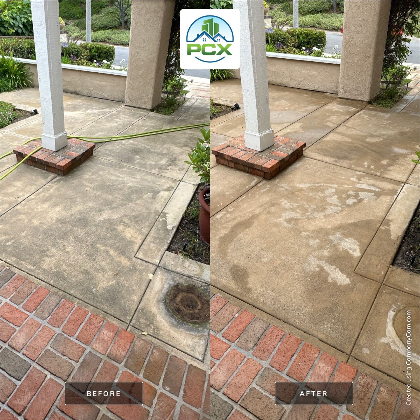 Driveway, patio, and rear entry walkway pressure washing in Orange County by Property Cleaning Experts