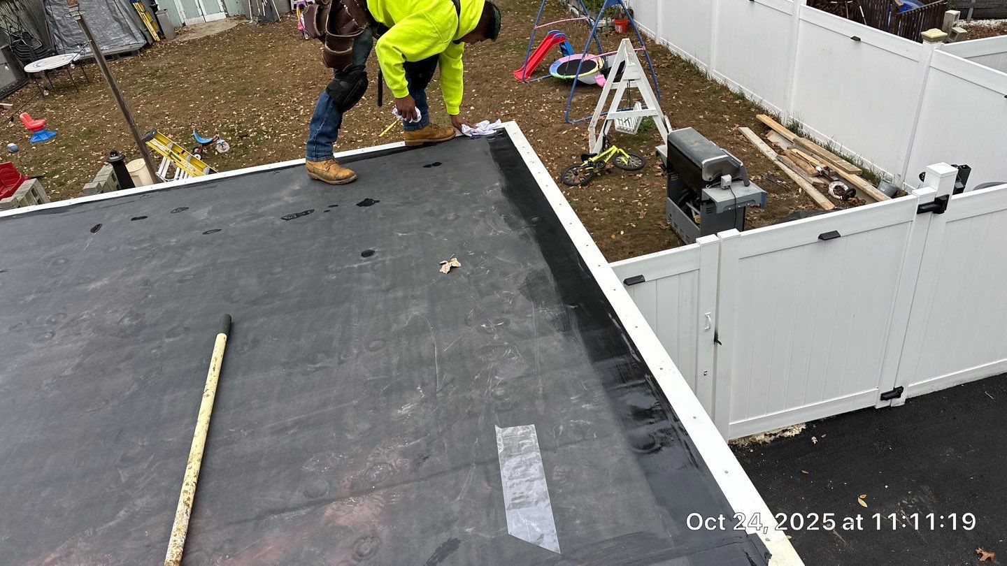 Westford EPDM Flat Roof with Gutter & Soffit/Fascia Replacement by Mighty Dog Roofing of Greater Middlesex County