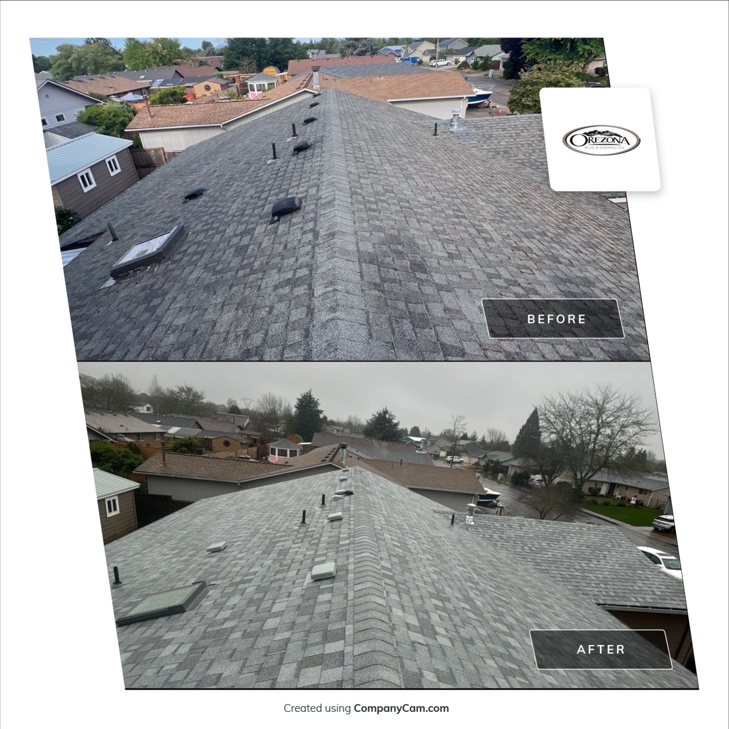 Residential Roofing Installation using IKO Dynasty (Color: Frostone Grey) by Orezona Building & Roofing Company, Inc.