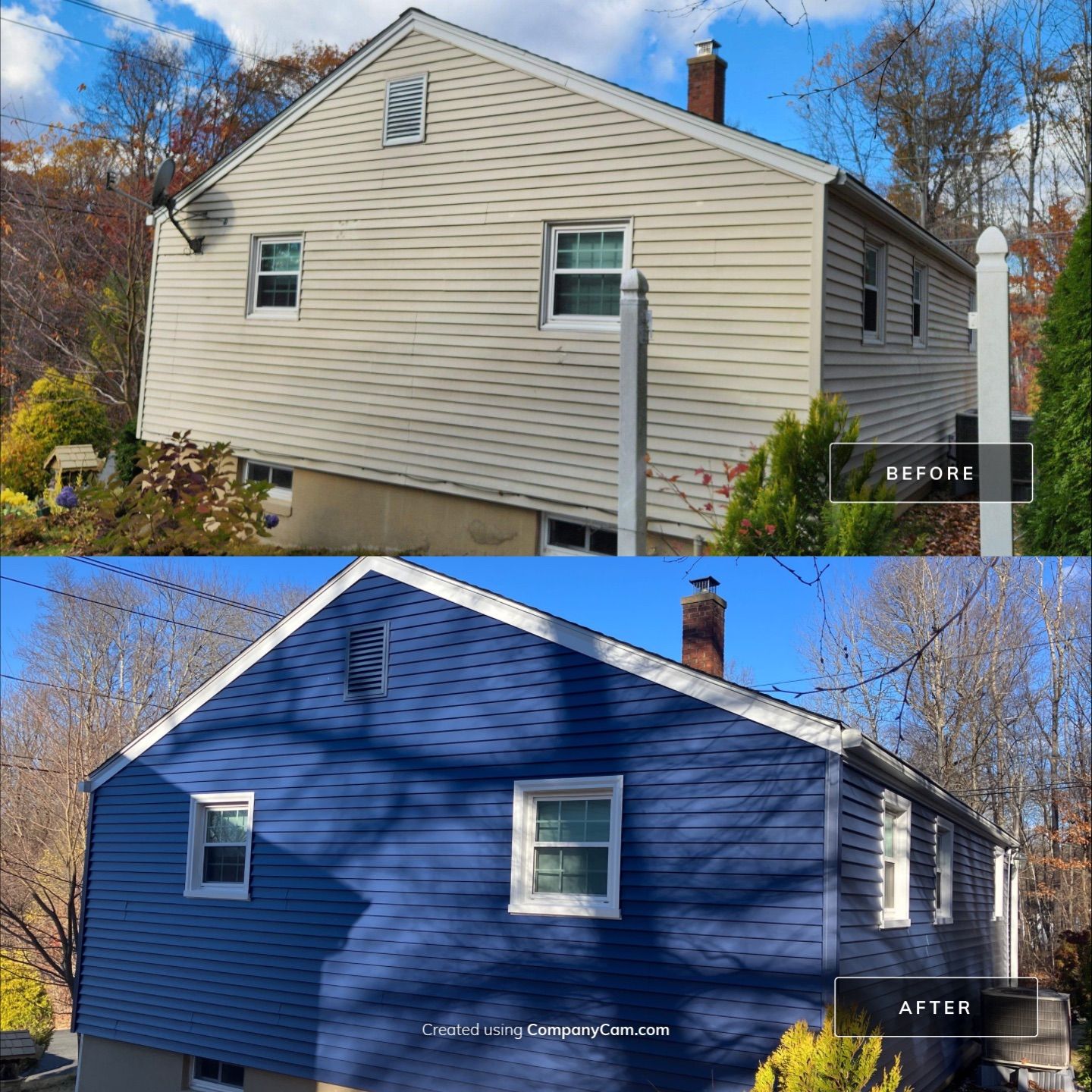 Siding update with Cert. Monogram D/4 x16'8" Clapboard, Midnight Blue & Cert. Monogram D/4 x 25' Clapboard, Midnight Blue by DiGiorgi Roofing and Siding Inc