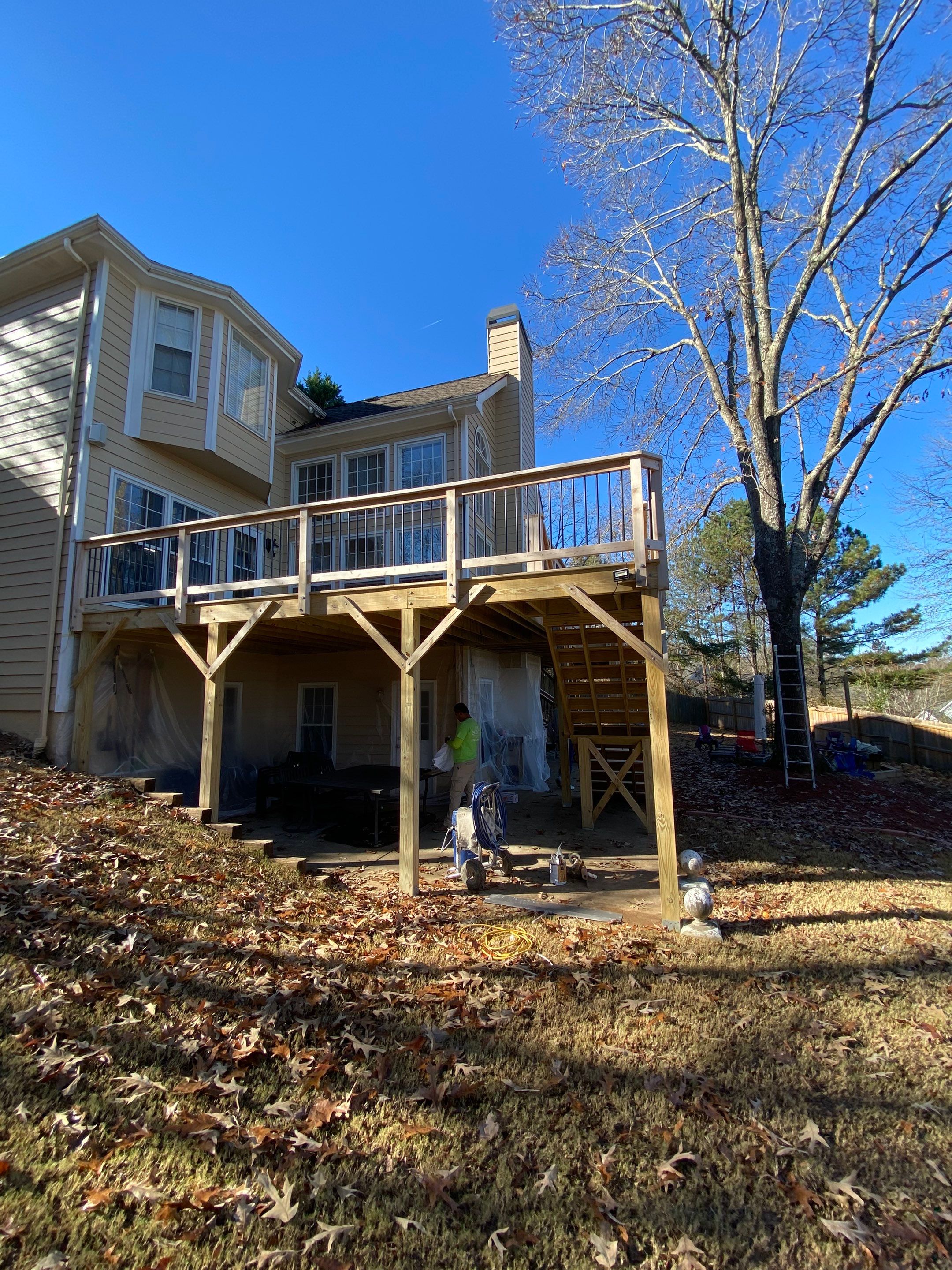 Elevated Deck Staining and Structural Sealing in Alpharetta by Swift Home Renovations