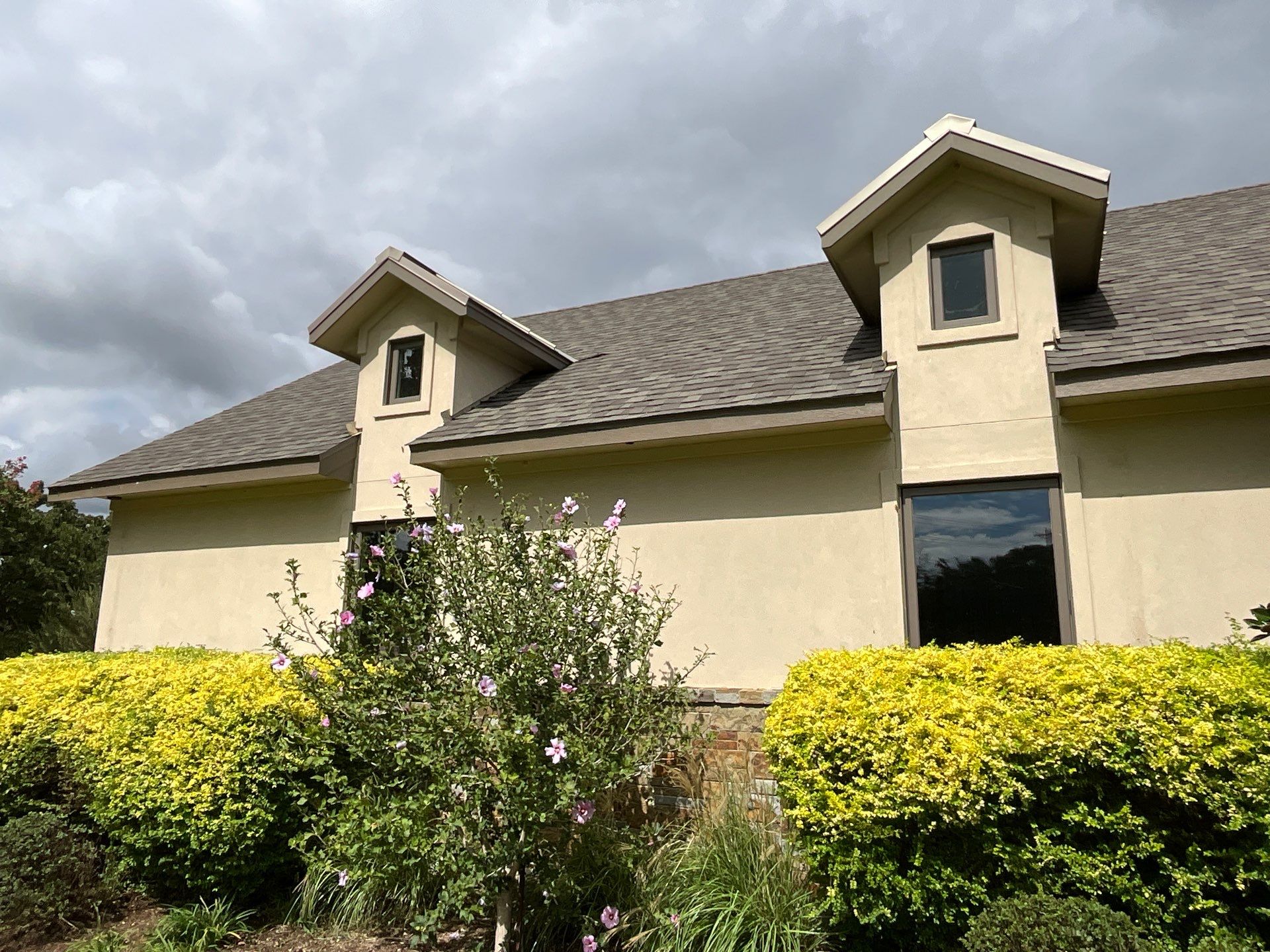 Insurance Claim Roof and Gutters using Certainteed Landmark Weathered Wood by Tex-Line Roofing