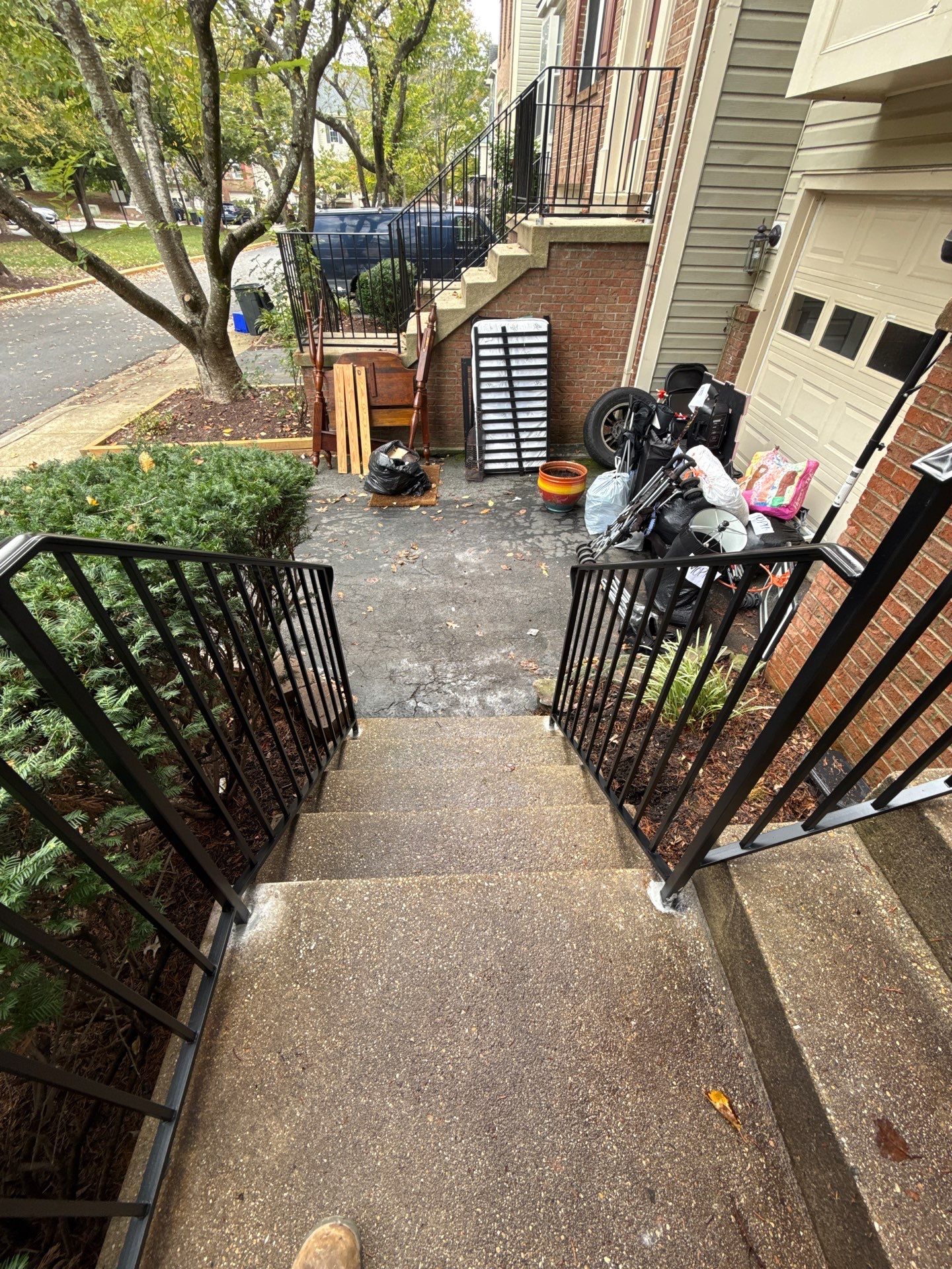 Black Metal Handrail Installation for Damascus Residential Entryway by Capitol Iron Works