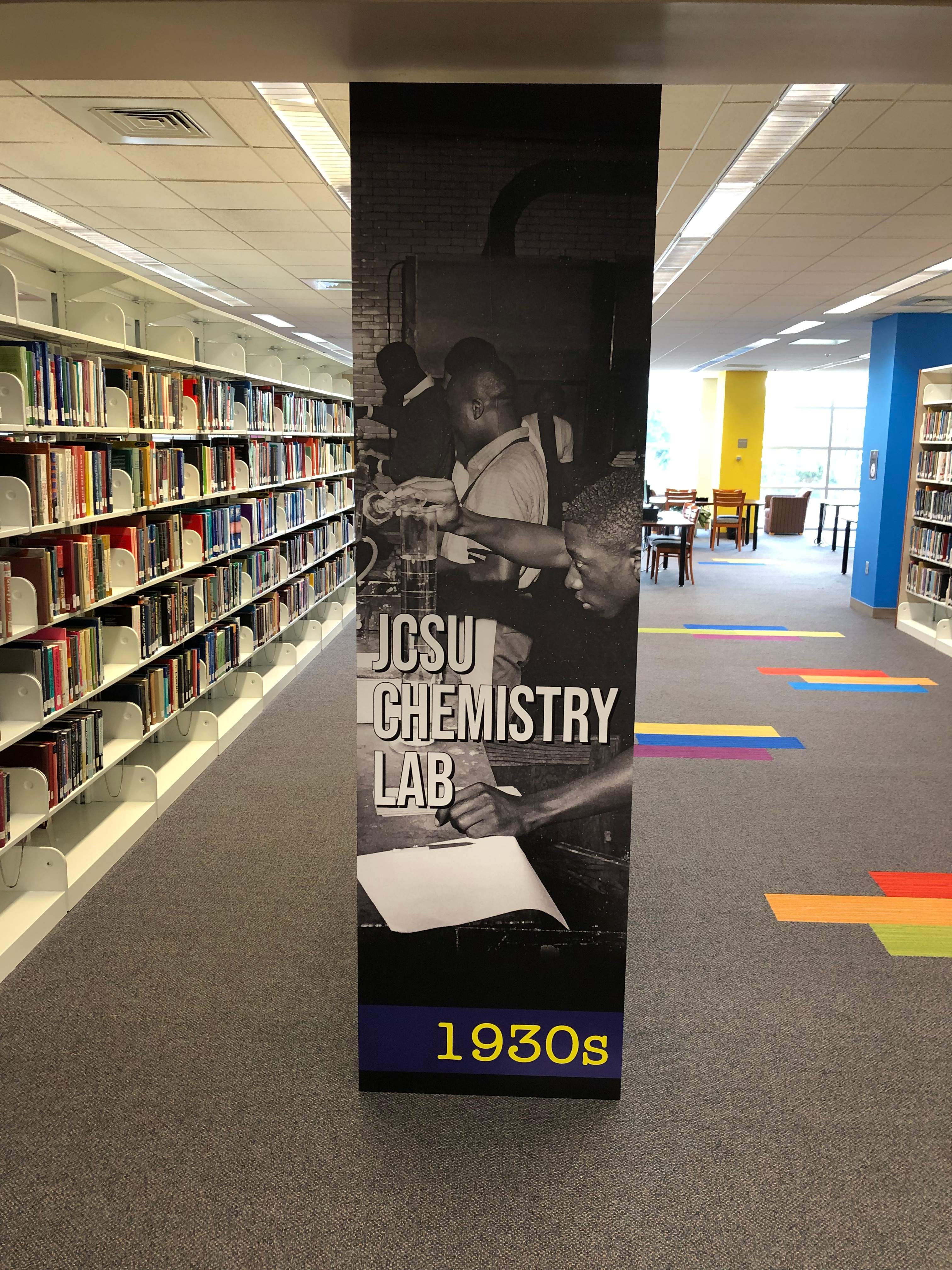 Johnson C. Smith University - Library Pillar Vinyl Wrap by QC Signs and Graphics