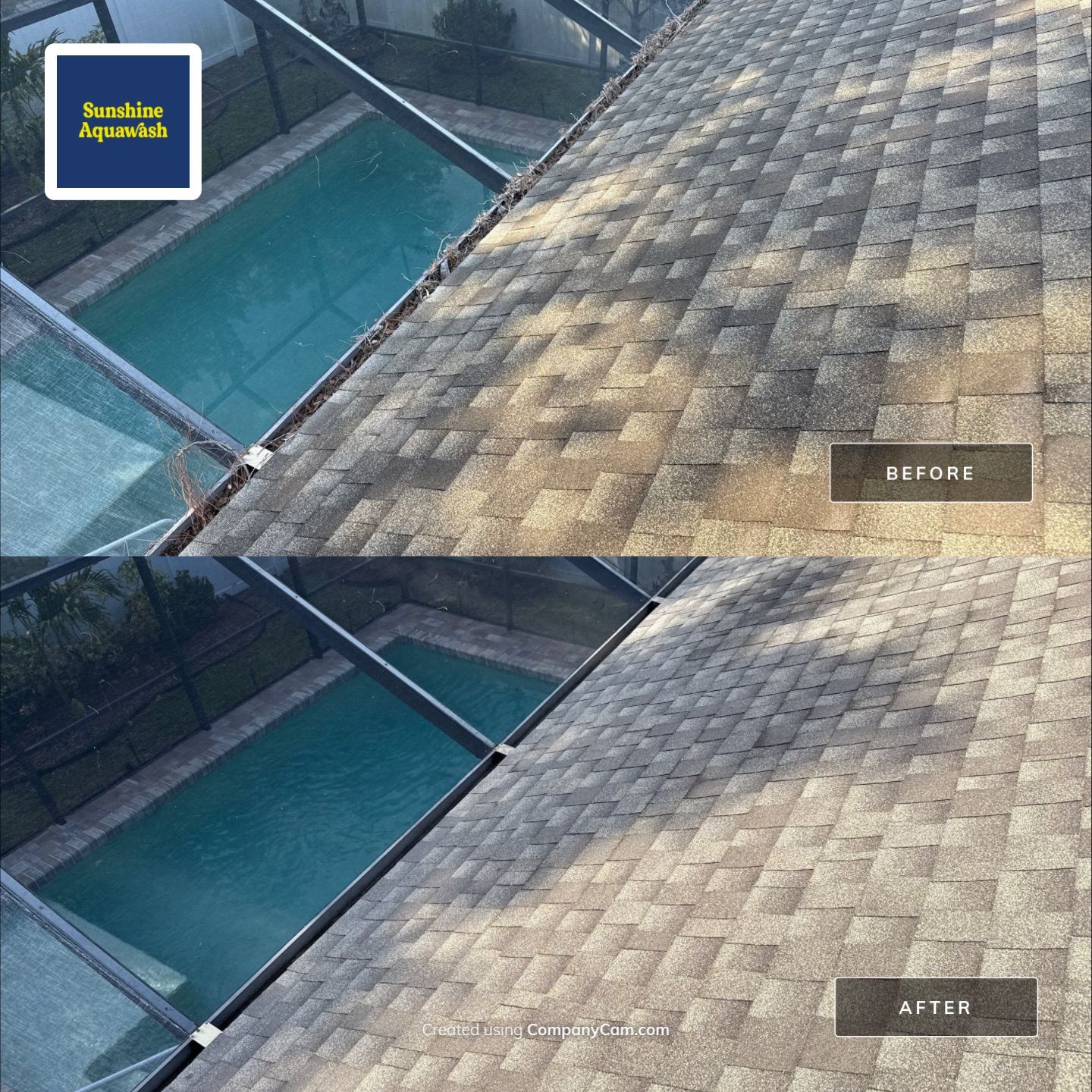 Gutter Cleaning Over Screen Enclosure – Greenbrook Village, Lakewood Ranch, FL by Sunshine AquaWash