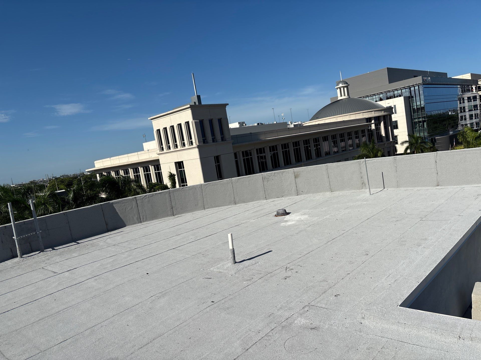 Commercial Roofing Installation with Soprema Membrane at Doral Library by AJF ROOFING INC