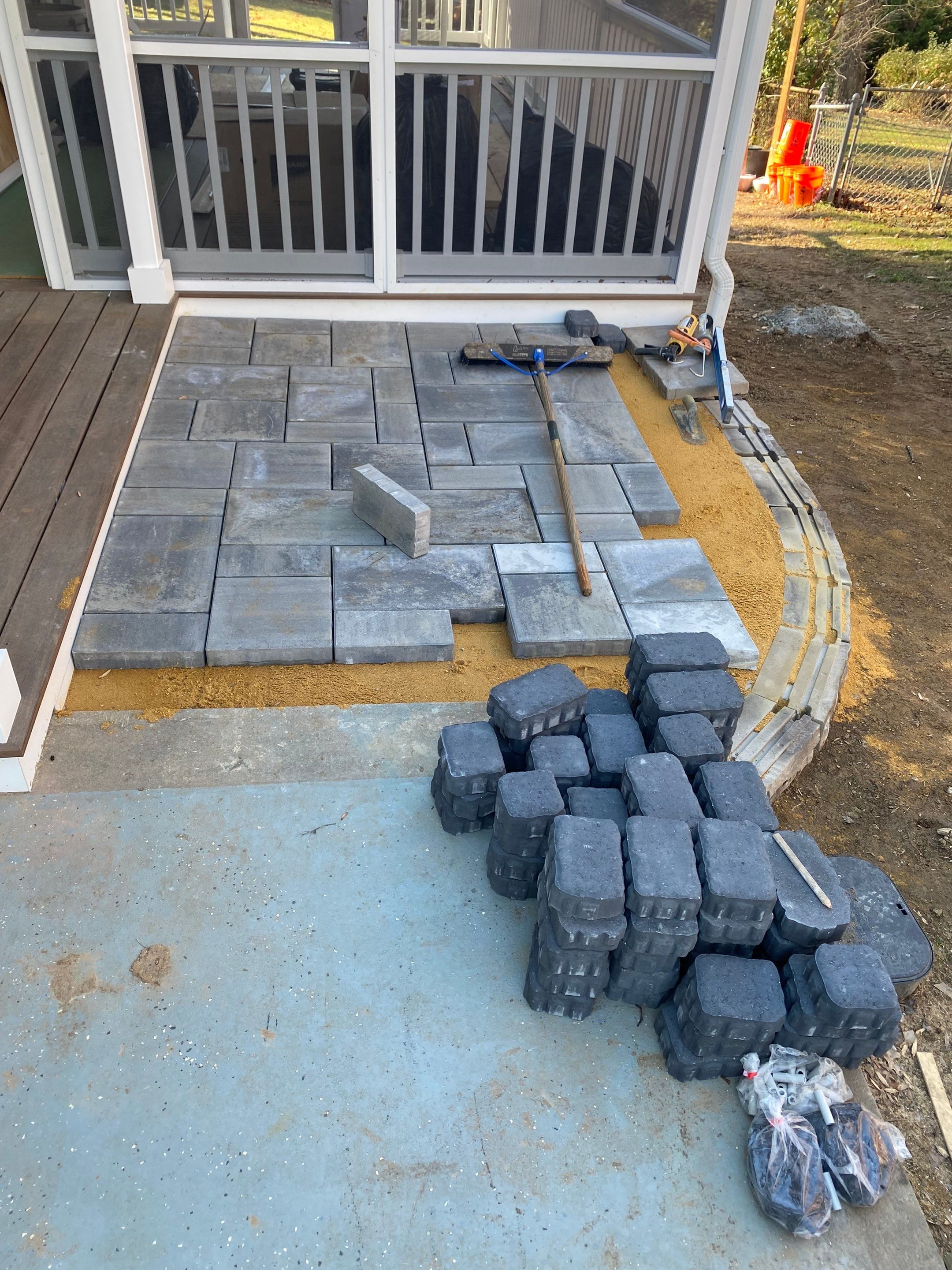 Retaining wall, walkway, small patio and landscape install by The Smet Companies, LLC