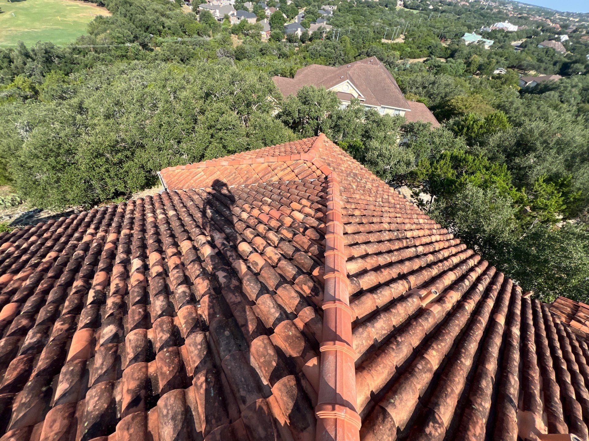 Tile Roof Wash Project in San Antonio by Bright Choice