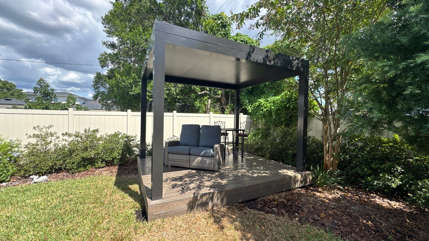 Custom Aluminum Pergola with Deckorators Composite Decking by Orlando pergolas
