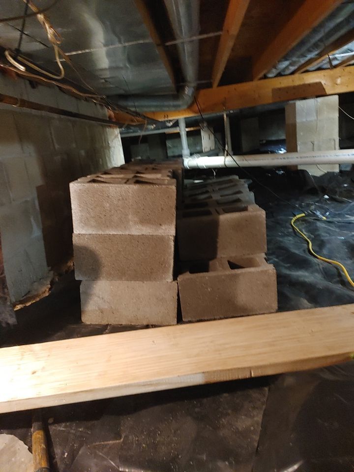 Crawl space encapsulation and Waterproofing using Structural Wood and Steel Reinforcements by Toledo Basement Repair 