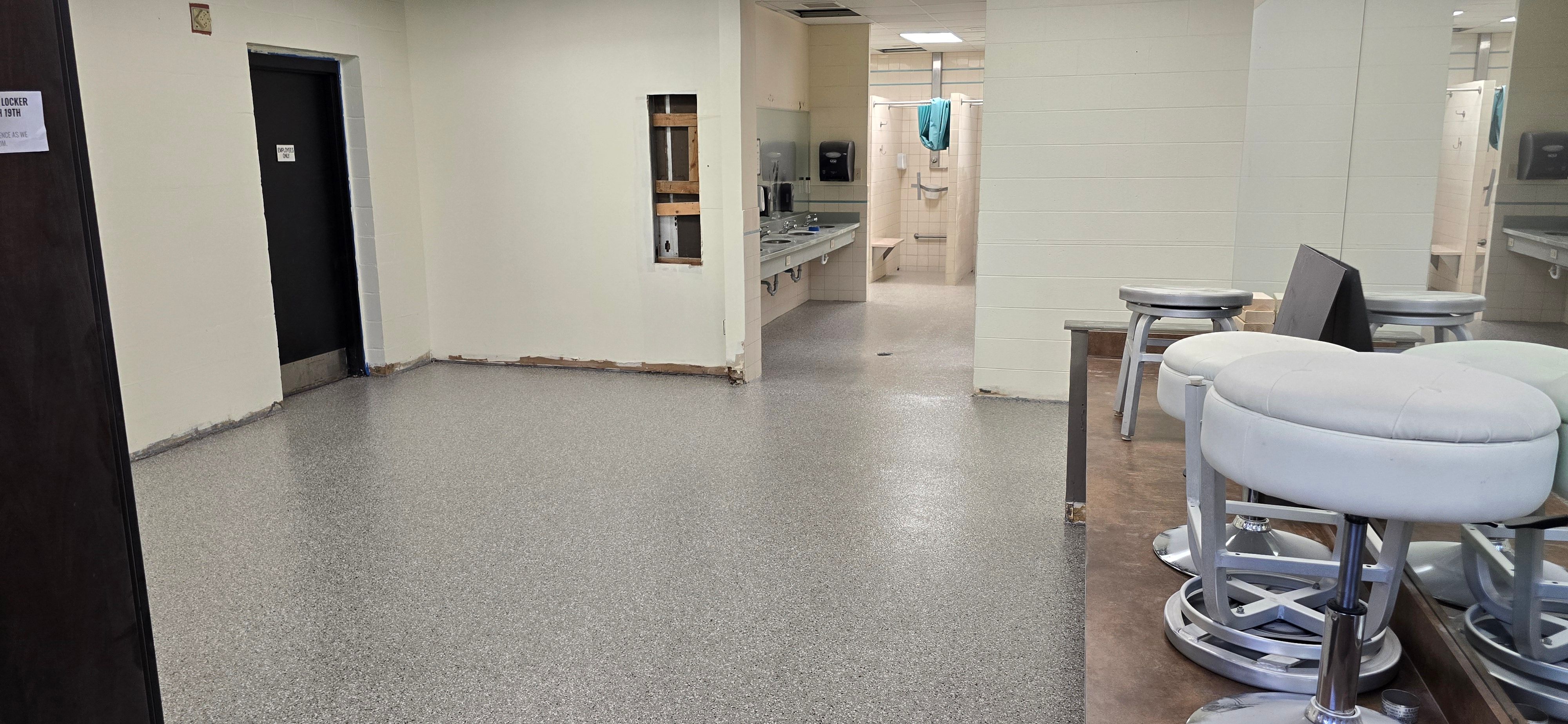 Gym Locker Room Upgrade Using Creekbed by Elite Floor Solutions